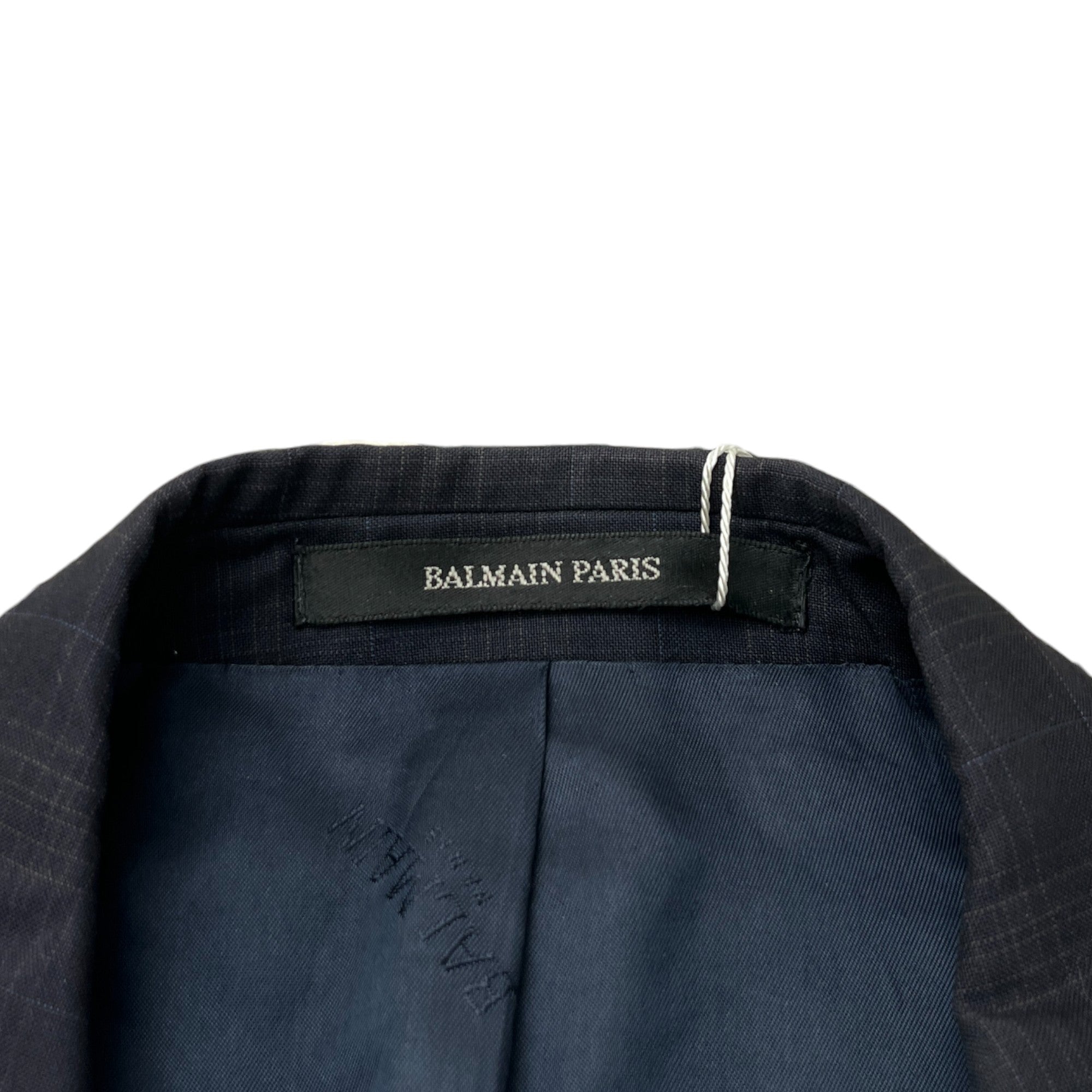 Men's Fine Check Blazer Jacket Navy Size L