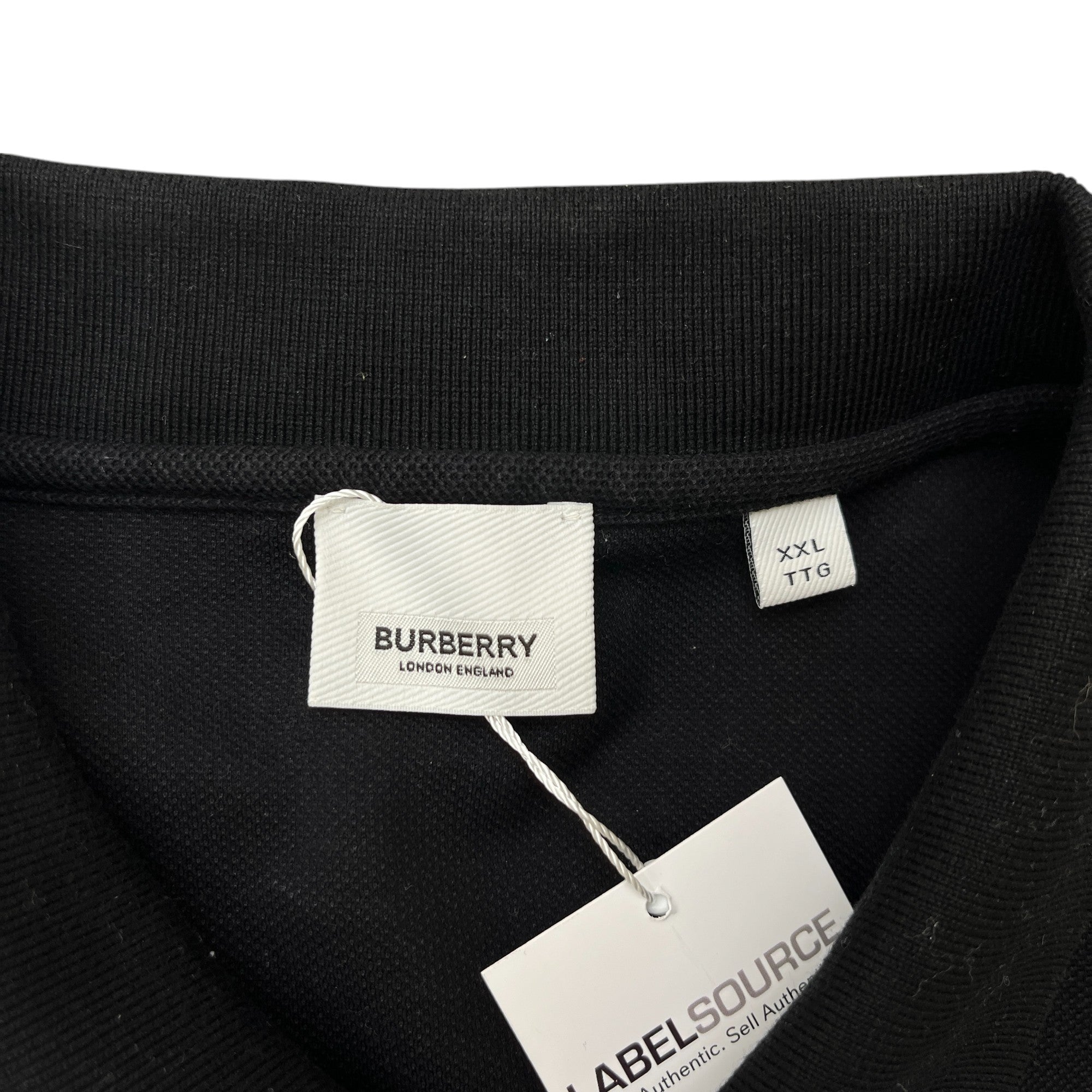 Men's Tape Logo Polo Shirt Black Size XXL