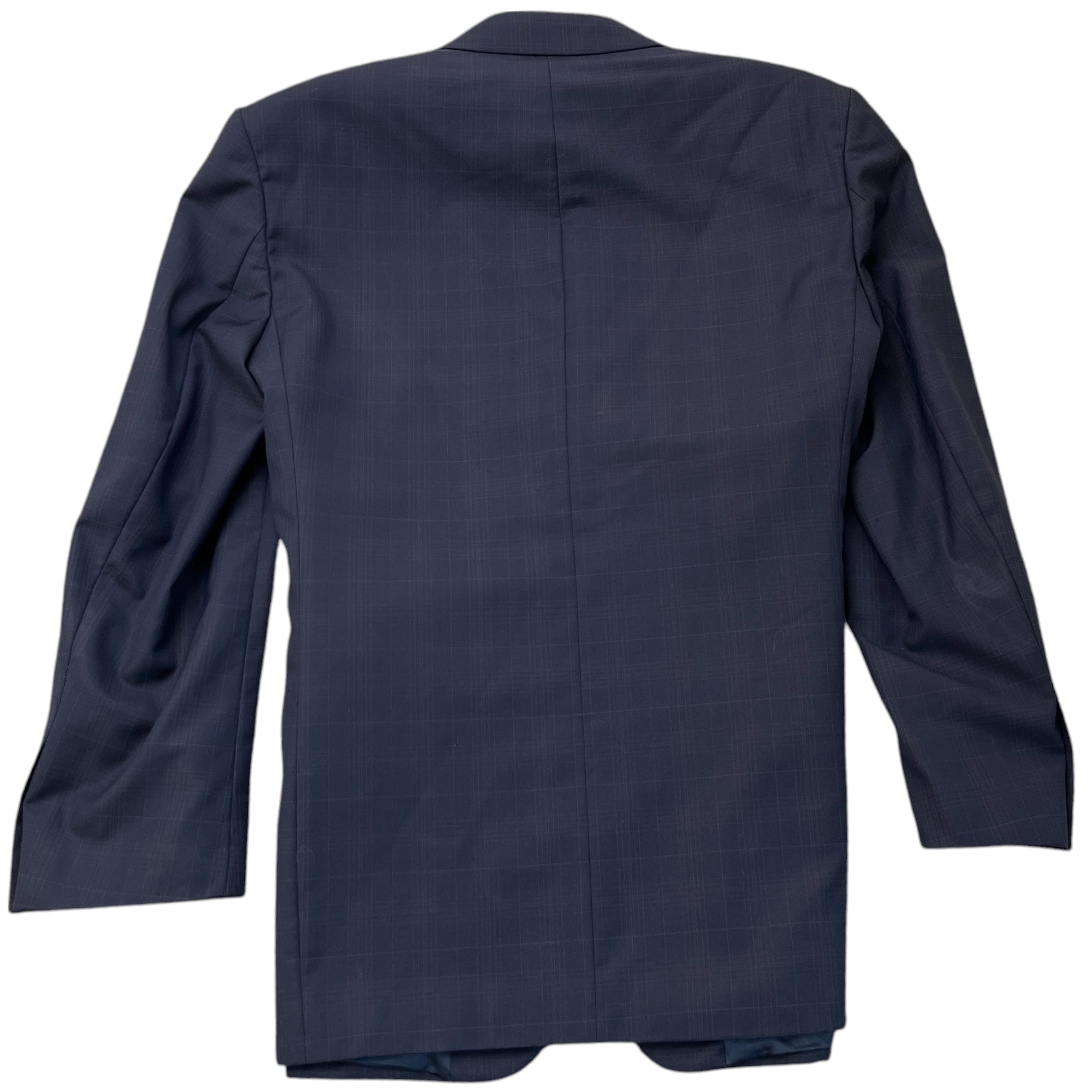 Men's Fine Check Blazer Jacket Navy Size L