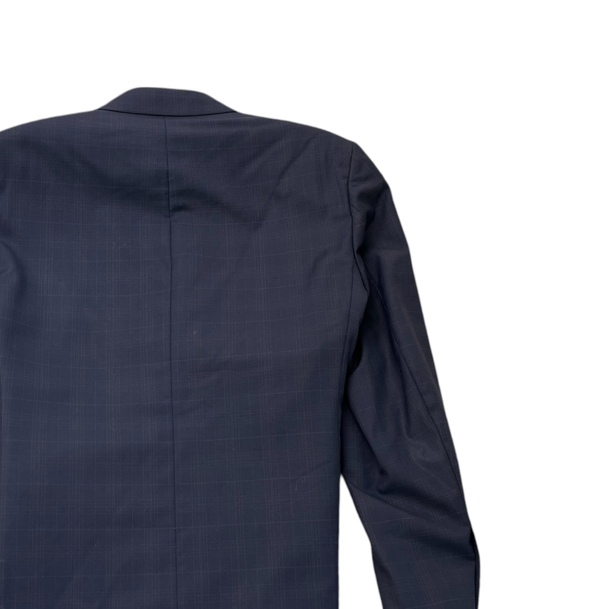 Men's Fine Check Blazer Jacket Navy Size L