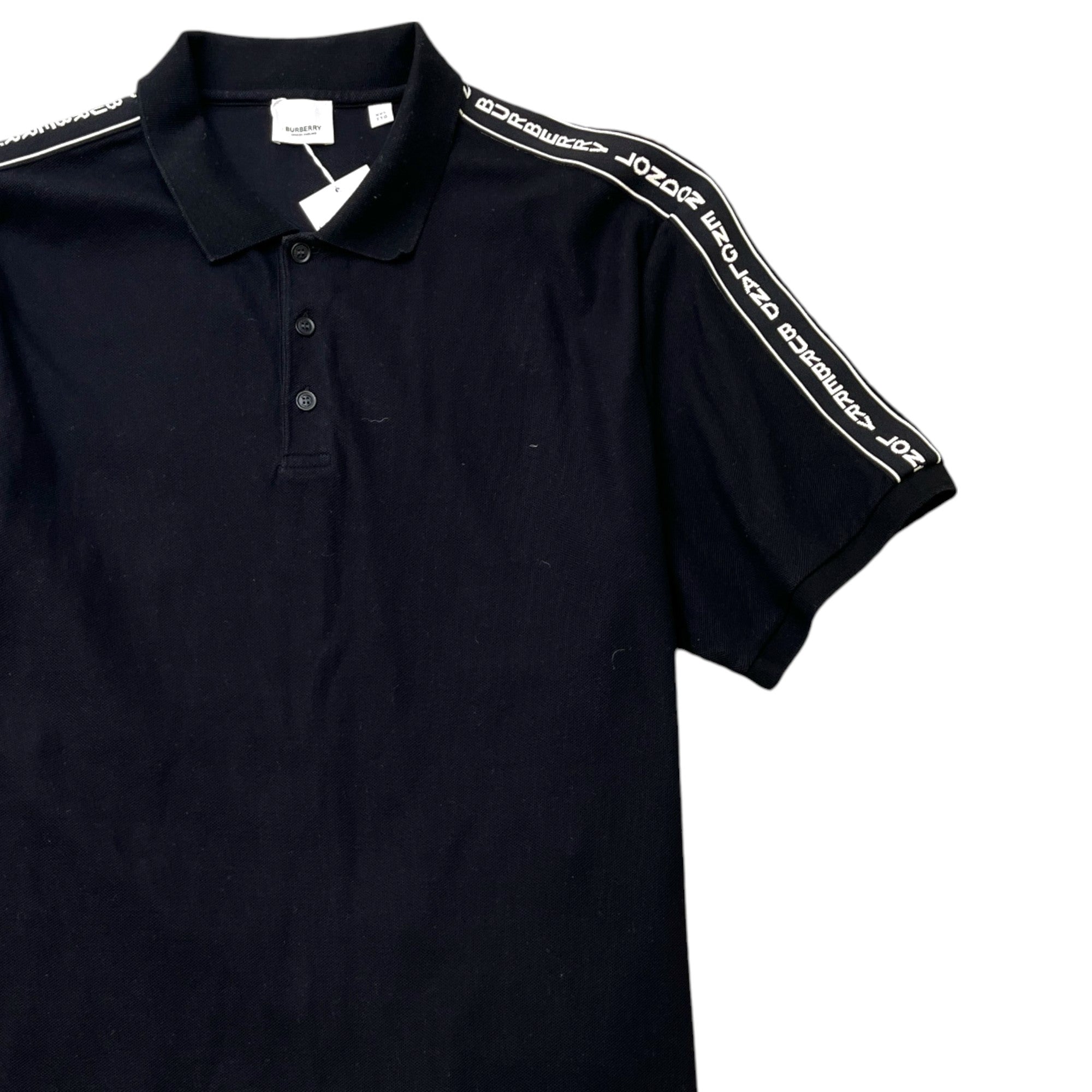 Men's Tape Logo Polo Shirt Black Size XXL