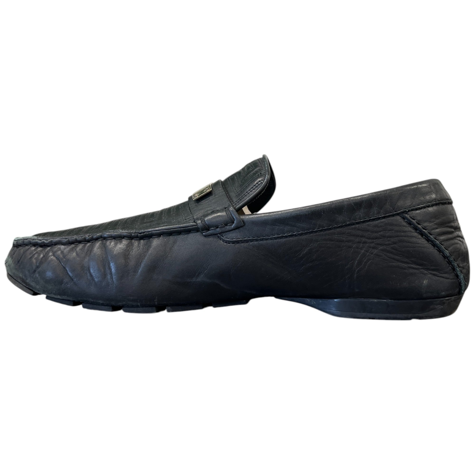Men's Plaque Logo Loafers Black Size EU 45 / UK 11