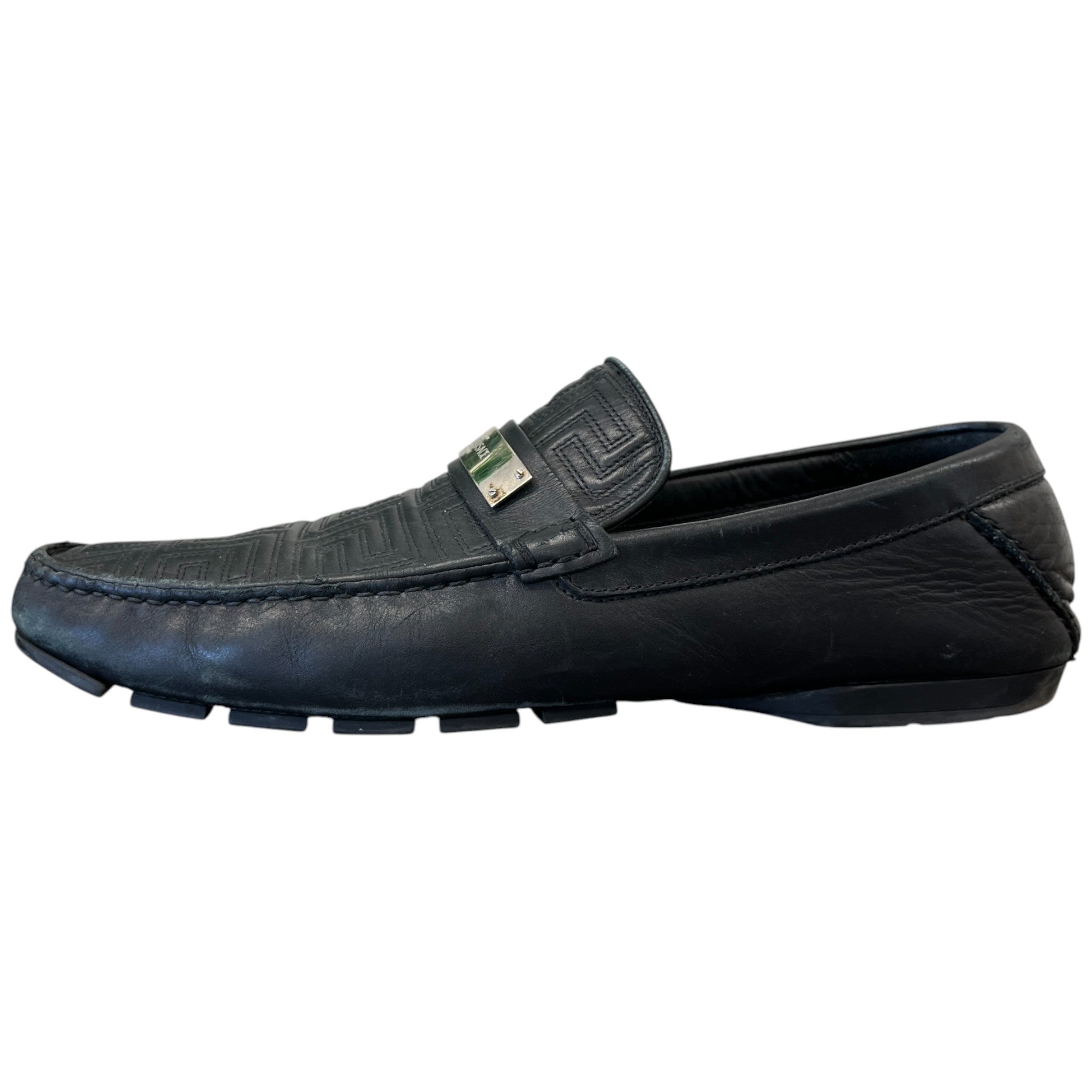 Men's Plaque Logo Loafers Black Size EU 45 / UK 11