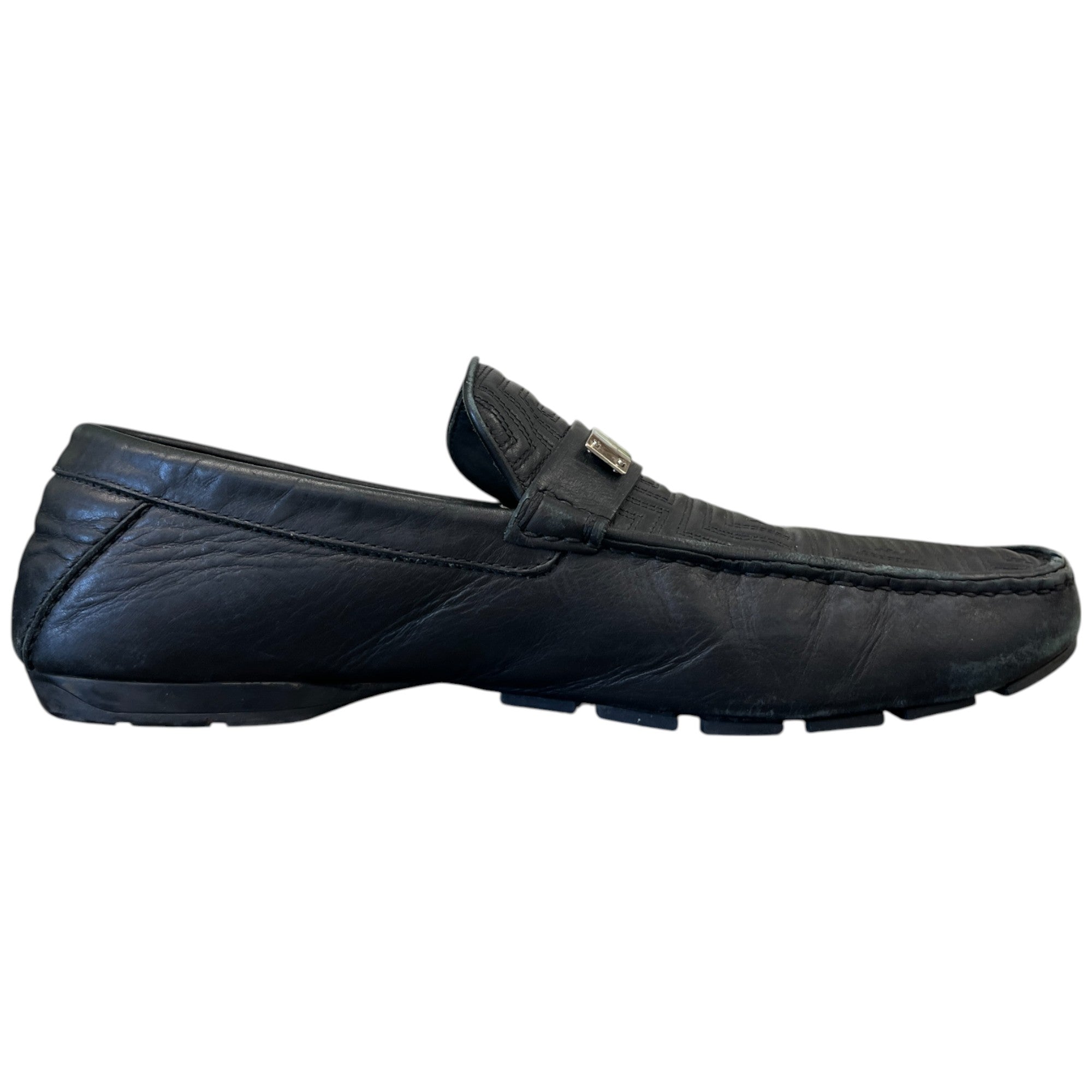 Men's Plaque Logo Loafers Black Size EU 45 / UK 11