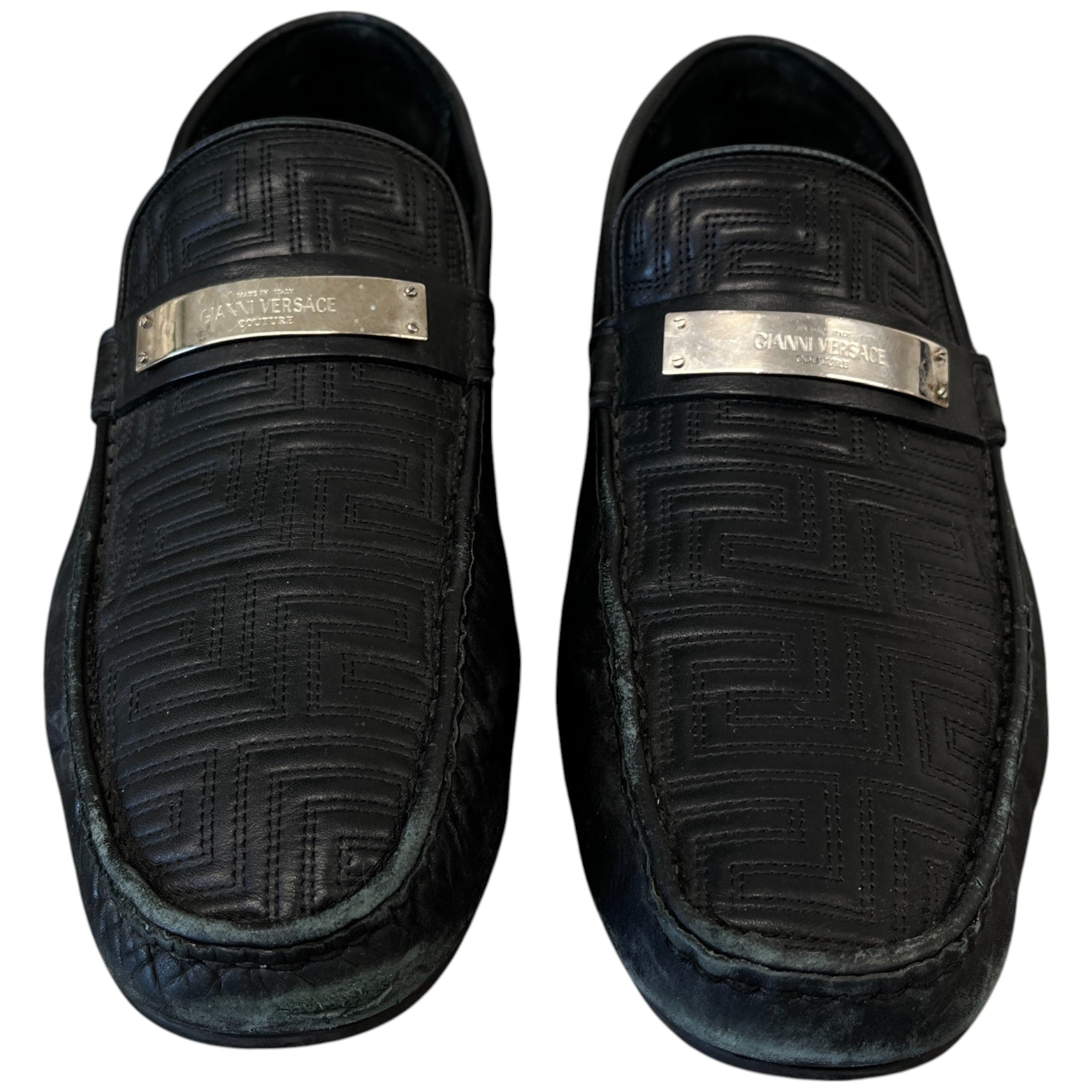 Men's Plaque Logo Loafers Black Size EU 45 / UK 11