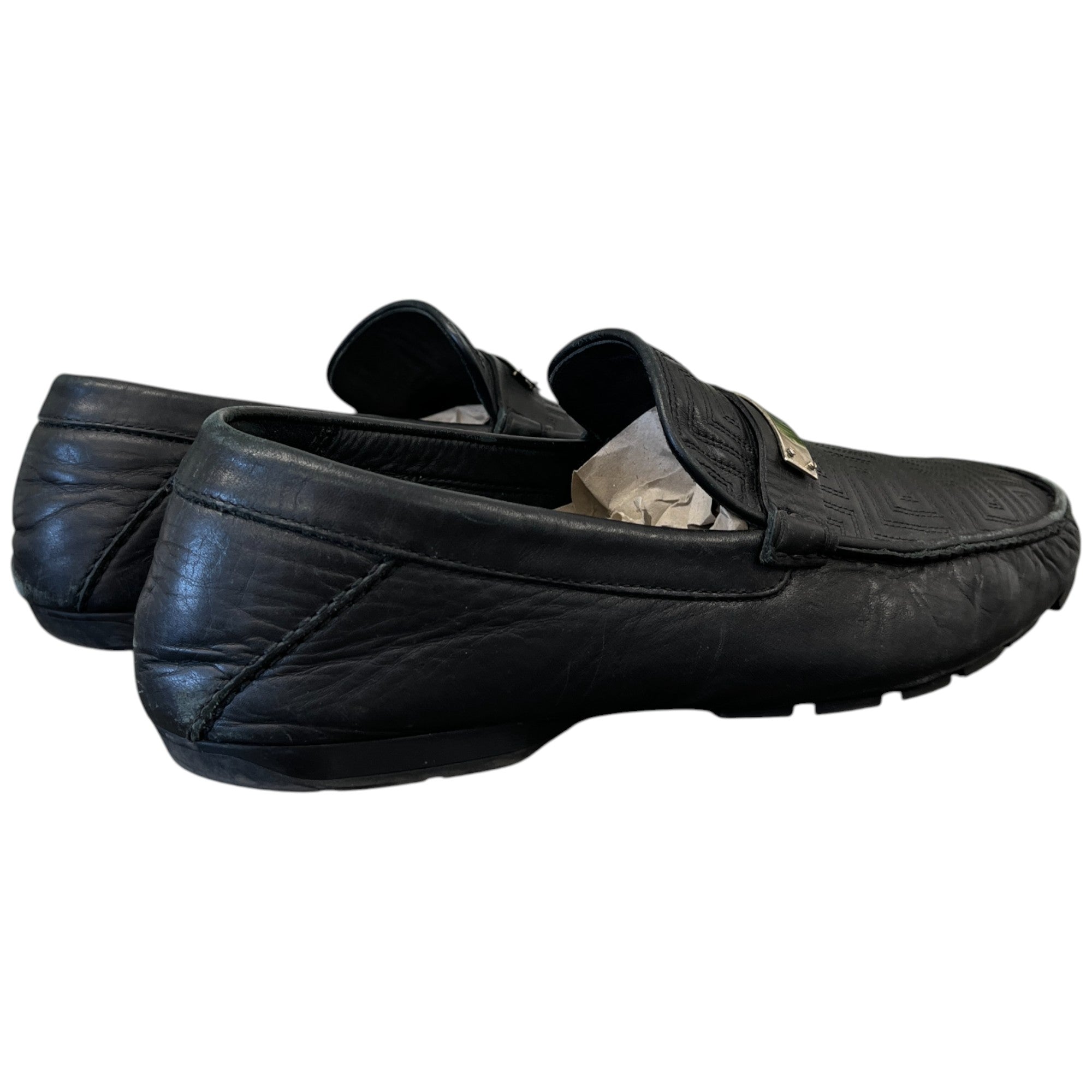 Men's Plaque Logo Loafers Black Size EU 45 / UK 11