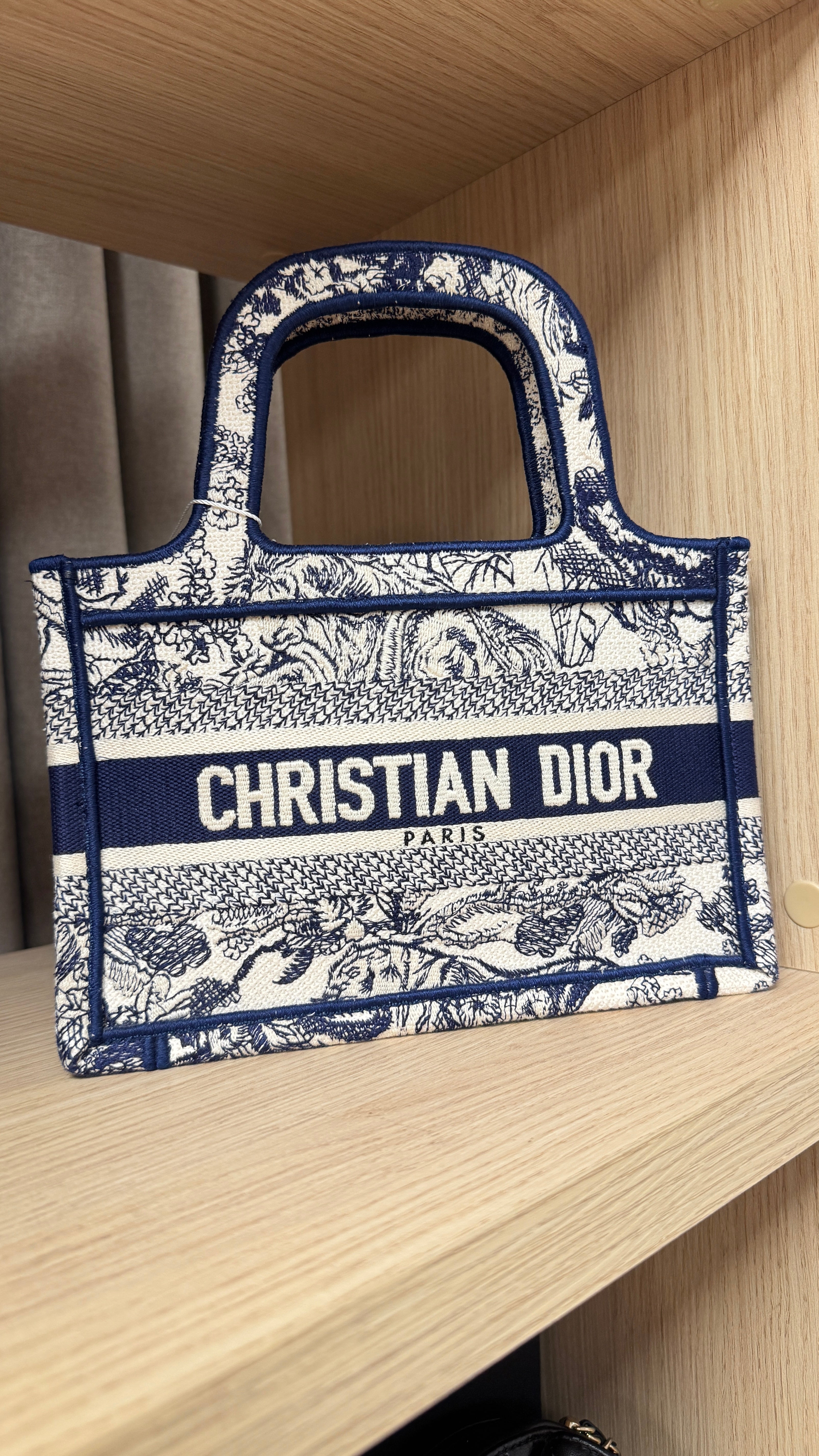 Women's Toile De Jouy Mini Book Tote Bag Navy