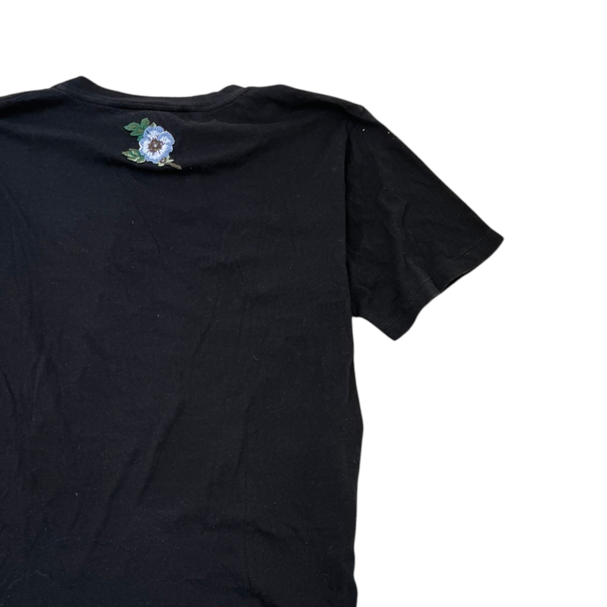 Men's Logo Print 'Distressed Look' (Oversized Fits S) T-Shirt Black Size XXS