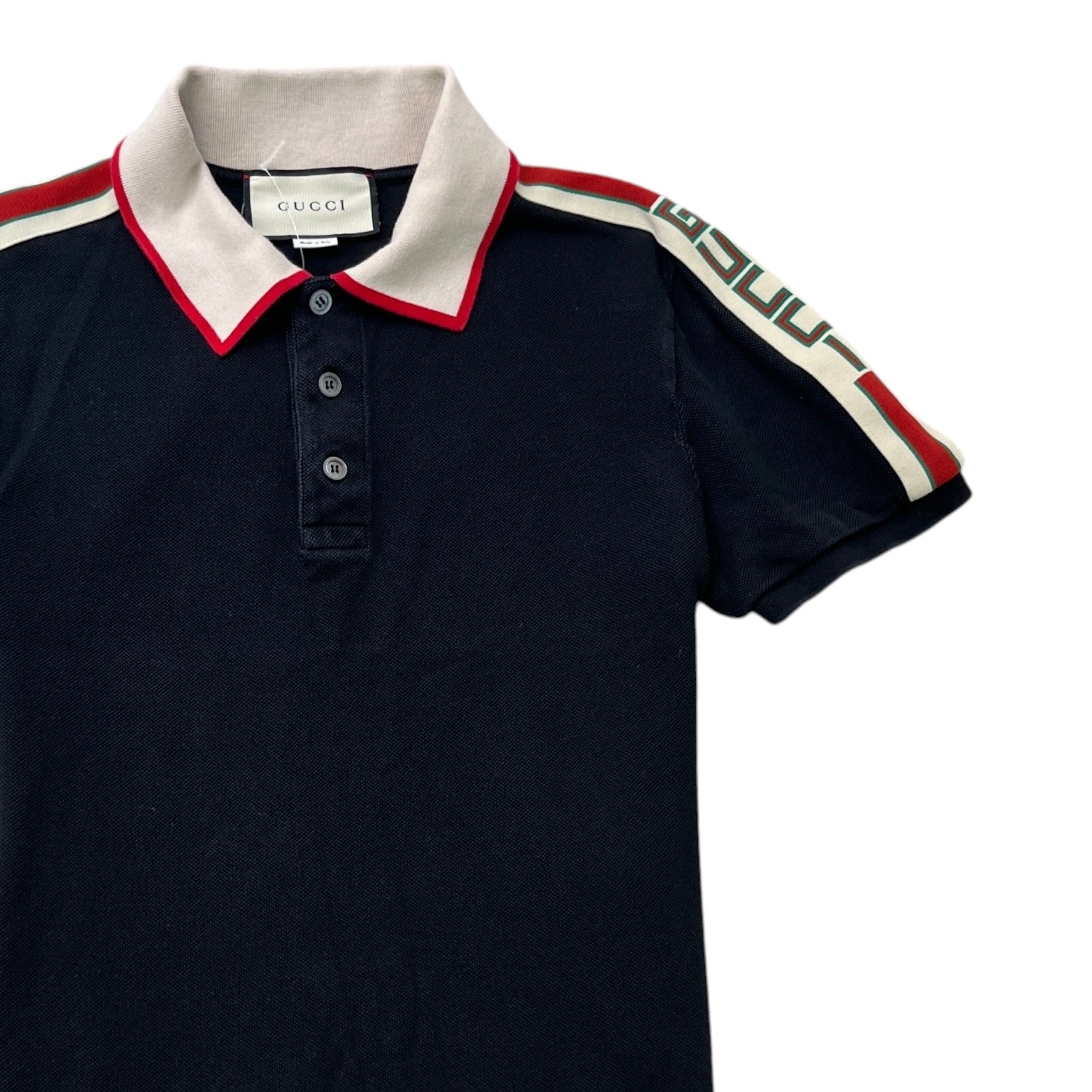 Men's Tape Logo Polo Shirt Black Size M