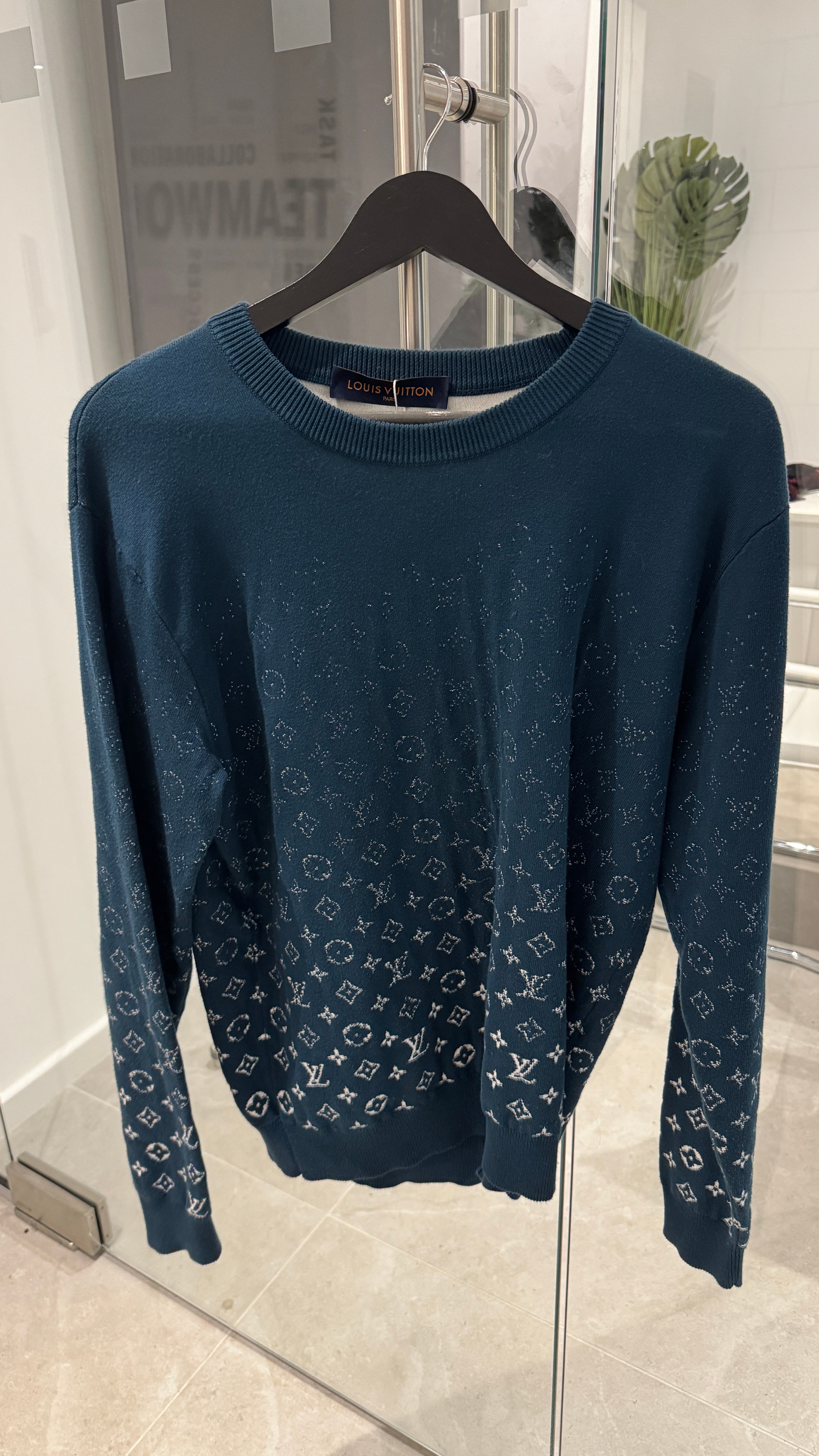 Men's Gradient Monogram Jumper Green Size M