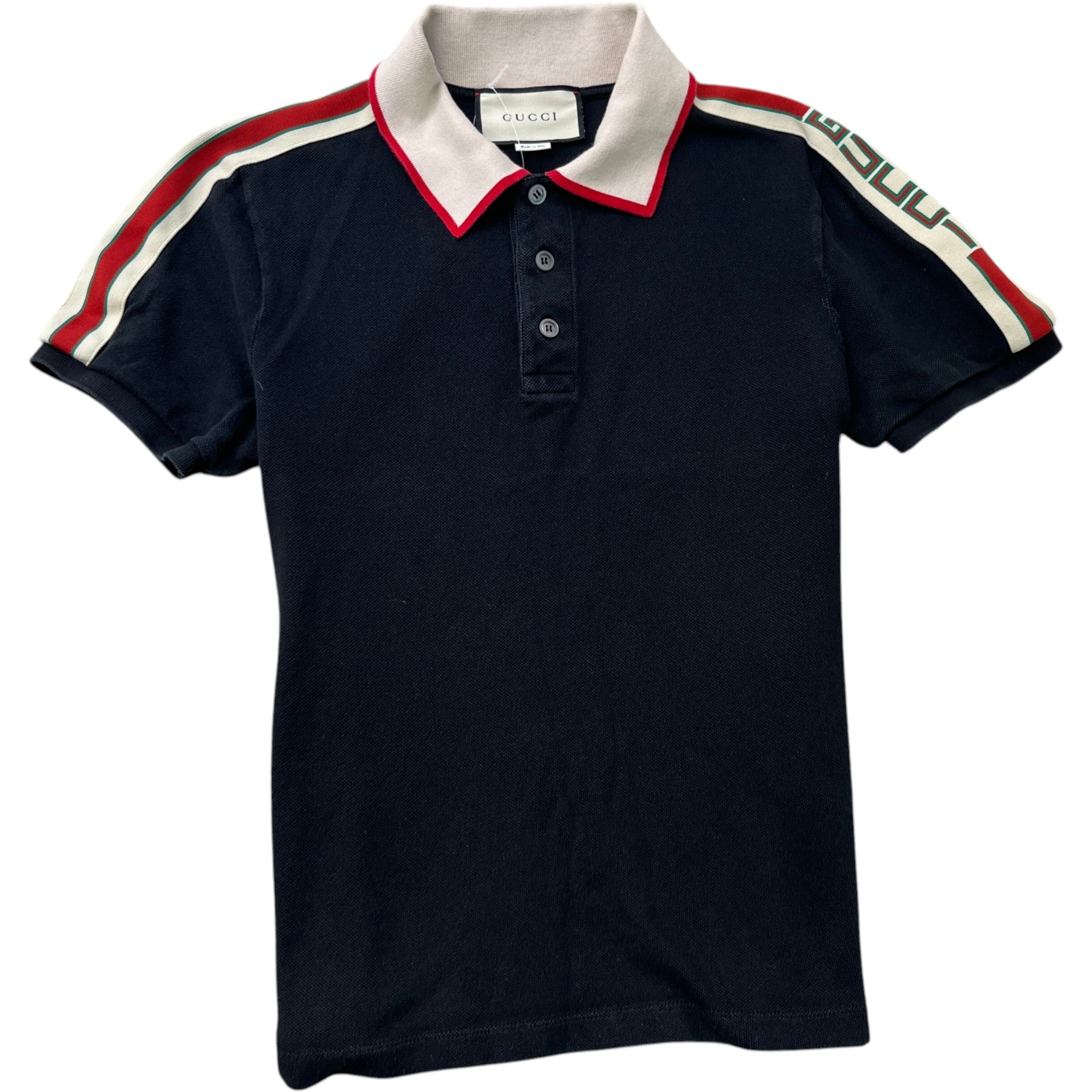 Men's Tape Logo Polo Shirt Black Size M