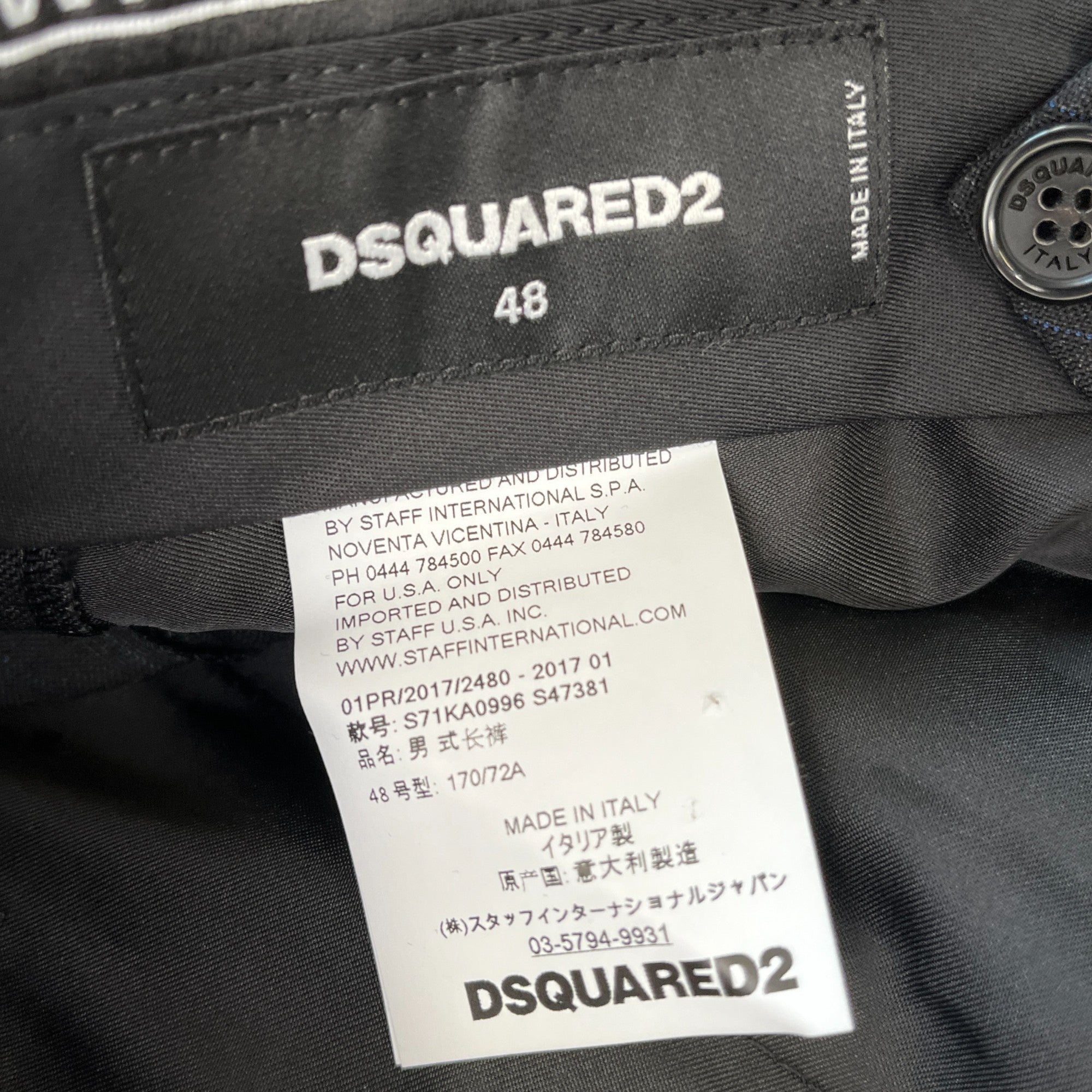Men's Pinstripe Trousers Black Size IT 48 / UK 32