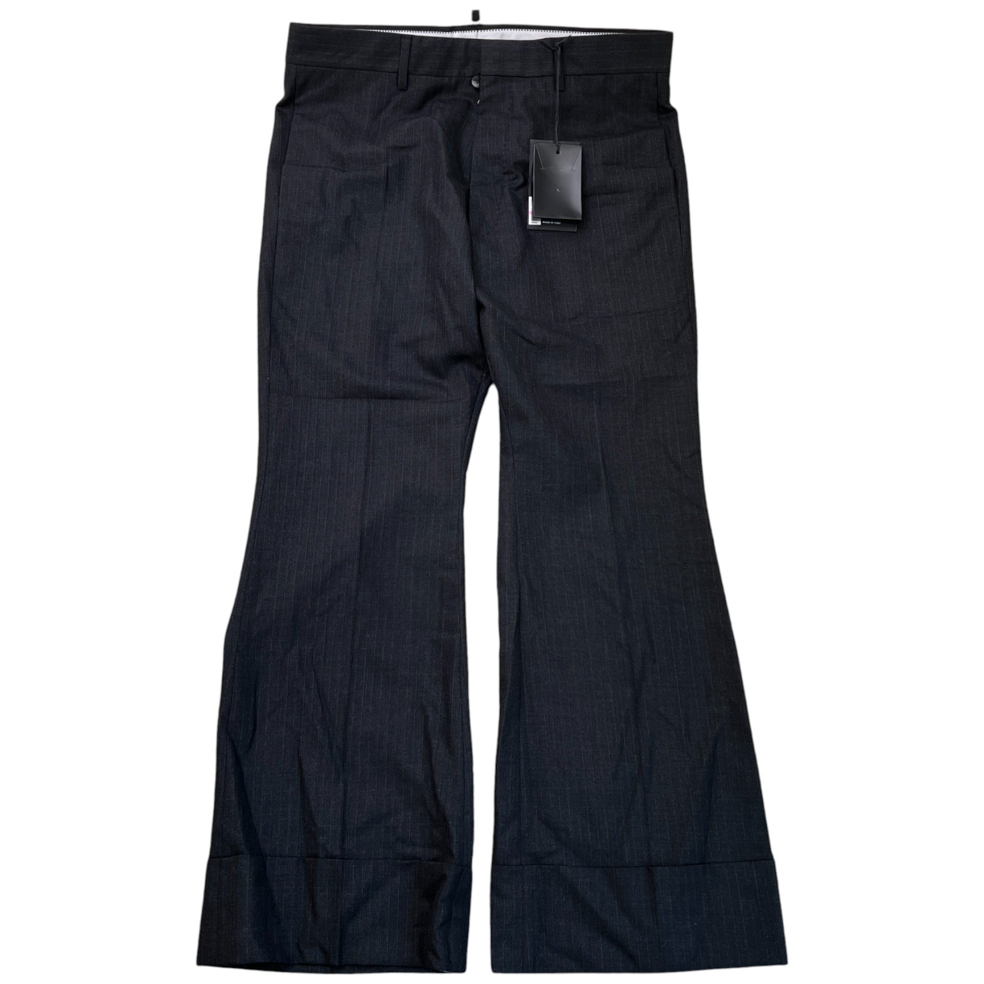 Men's Pinstripe Trousers Black Size IT 48 / UK 32