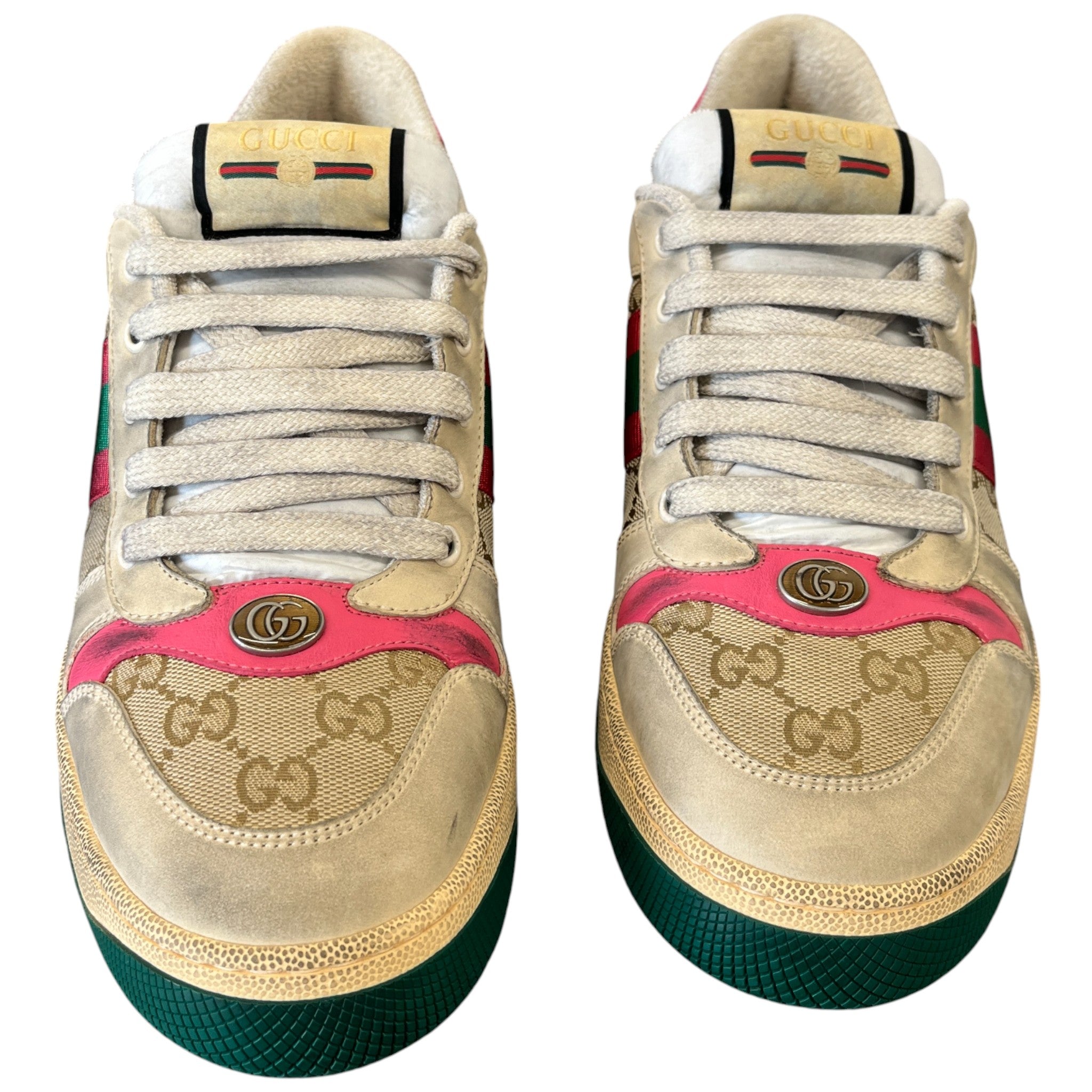 Men's Screener Distressed Low Trainers Beige Size EU 42 / UK 8