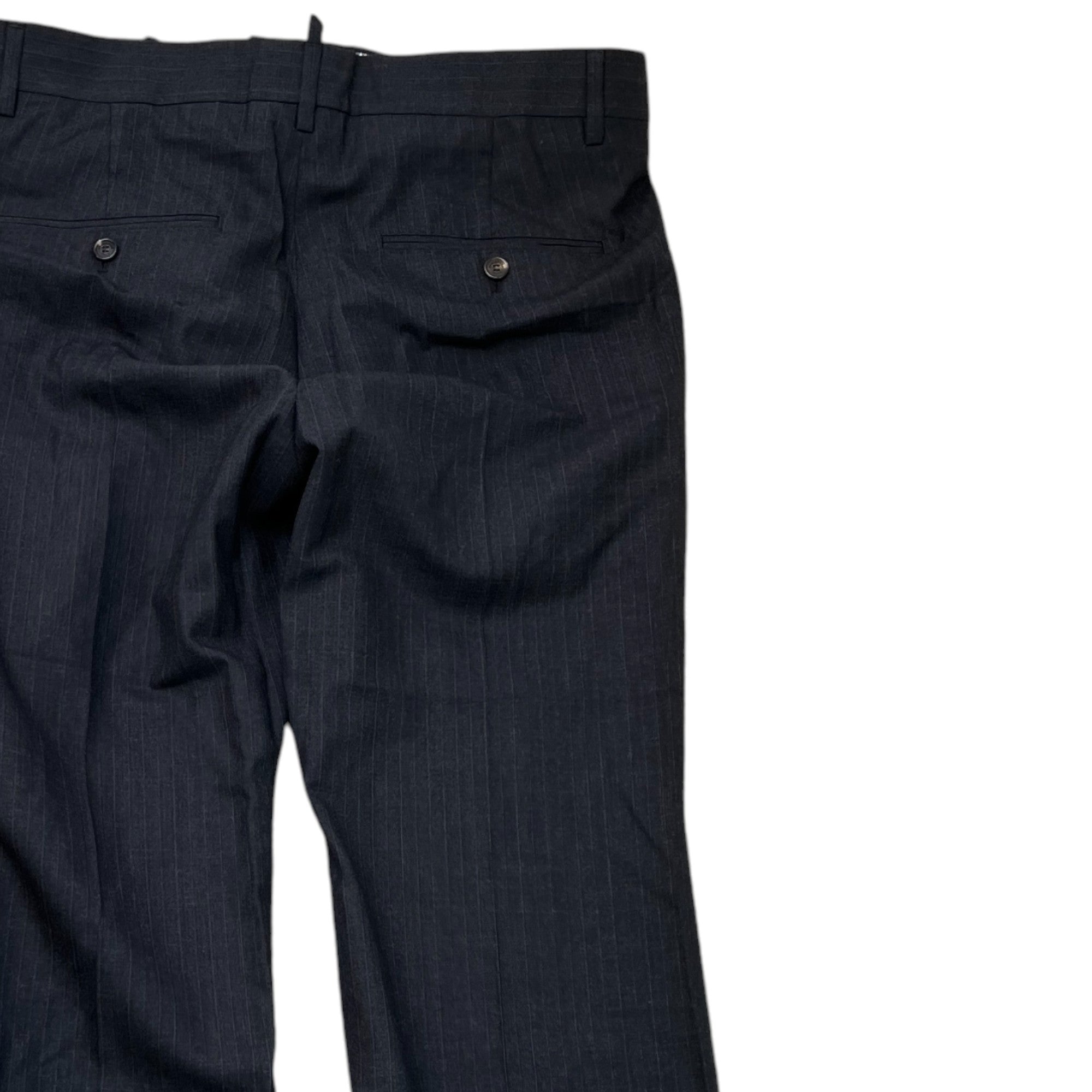 Men's Pinstripe Trousers Black Size IT 48 / UK 32
