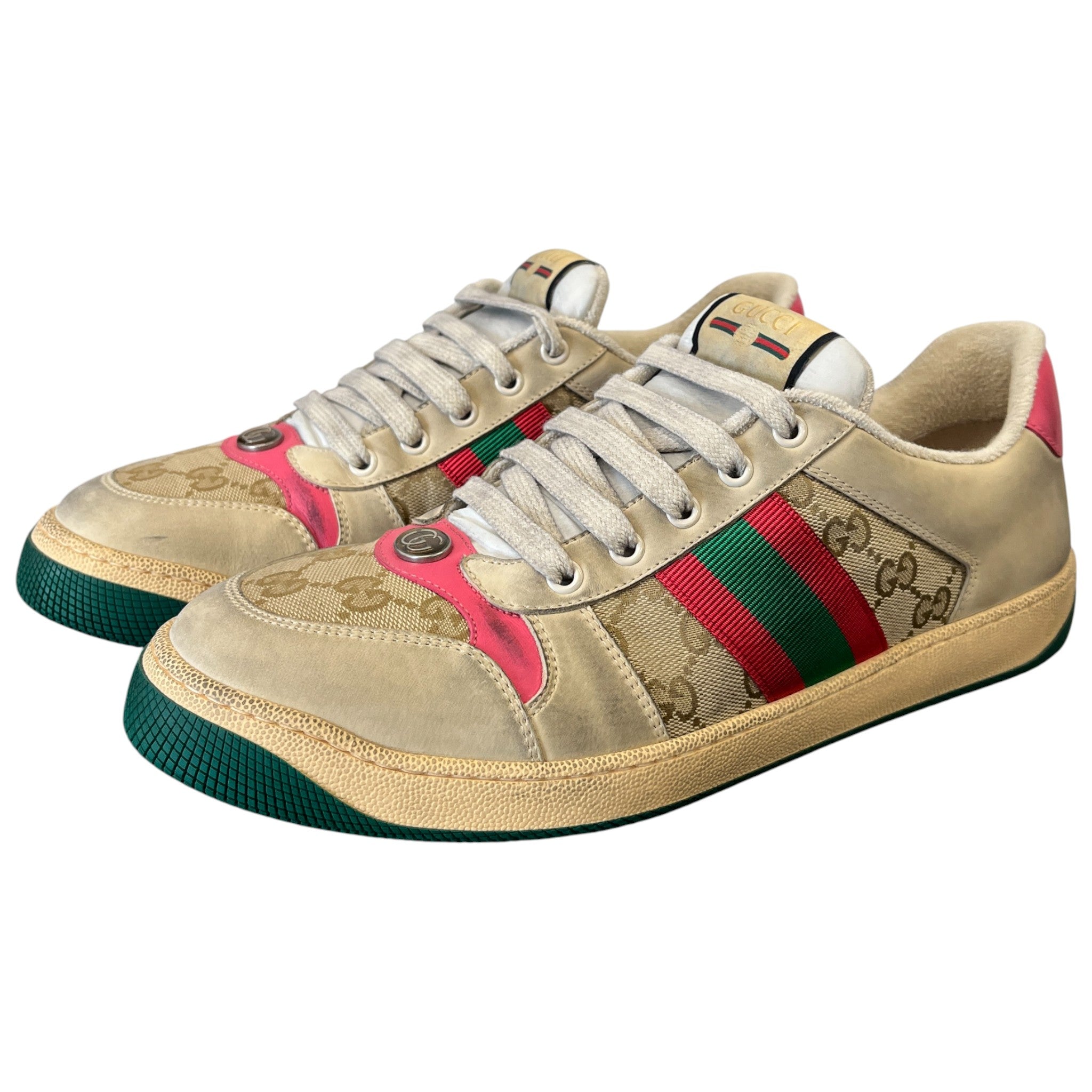 Men's Screener Distressed Low Trainers Beige Size EU 42 / UK 8