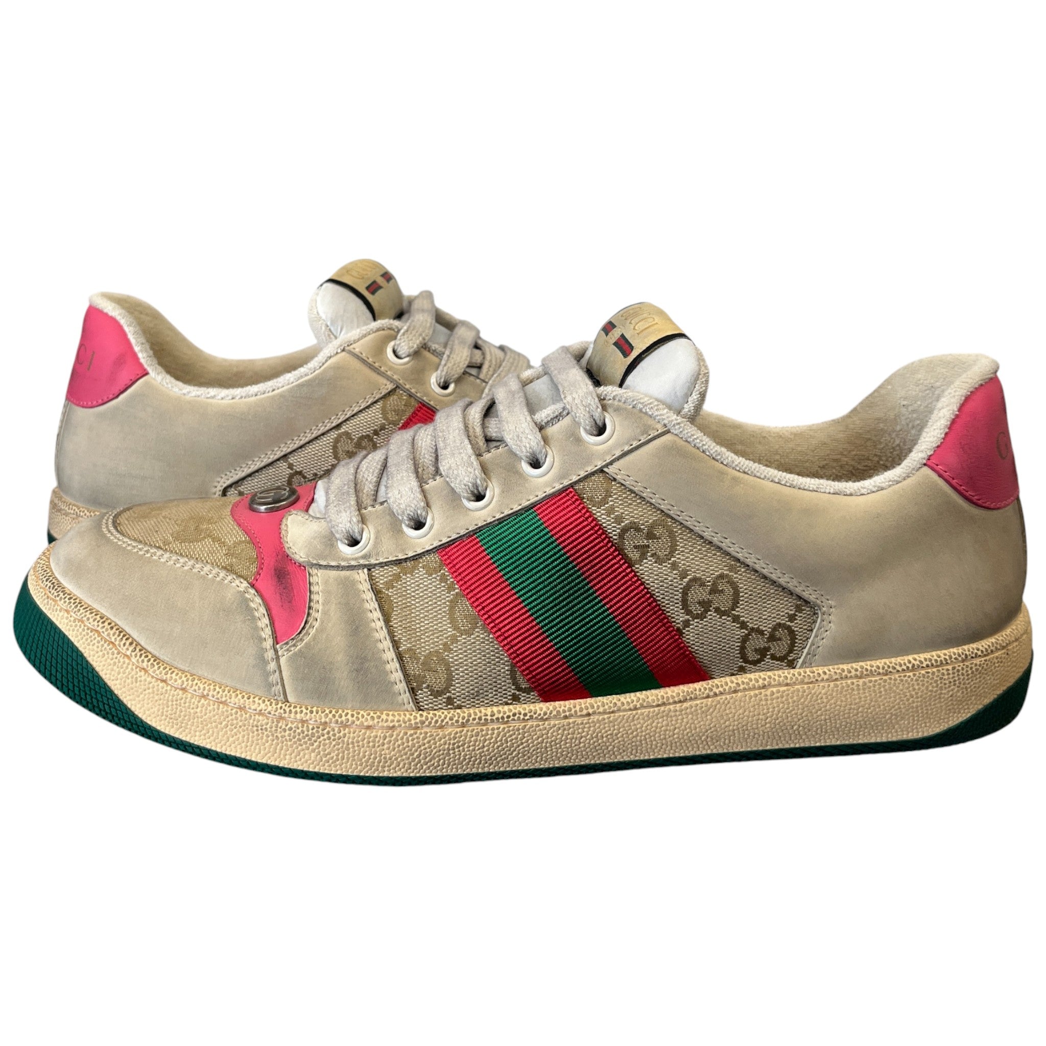 Men's Screener Distressed Low Trainers Beige Size EU 42 / UK 8