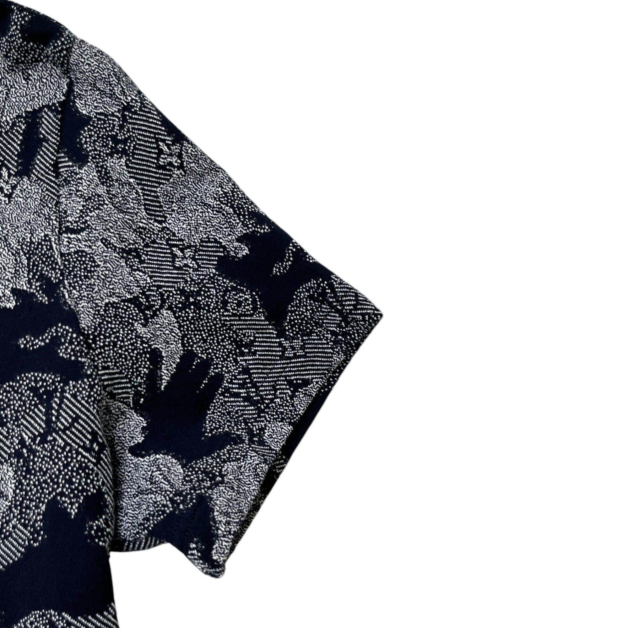 Men's Camouflage Lv Monogram Logo Print T-Shirt Navy Size L