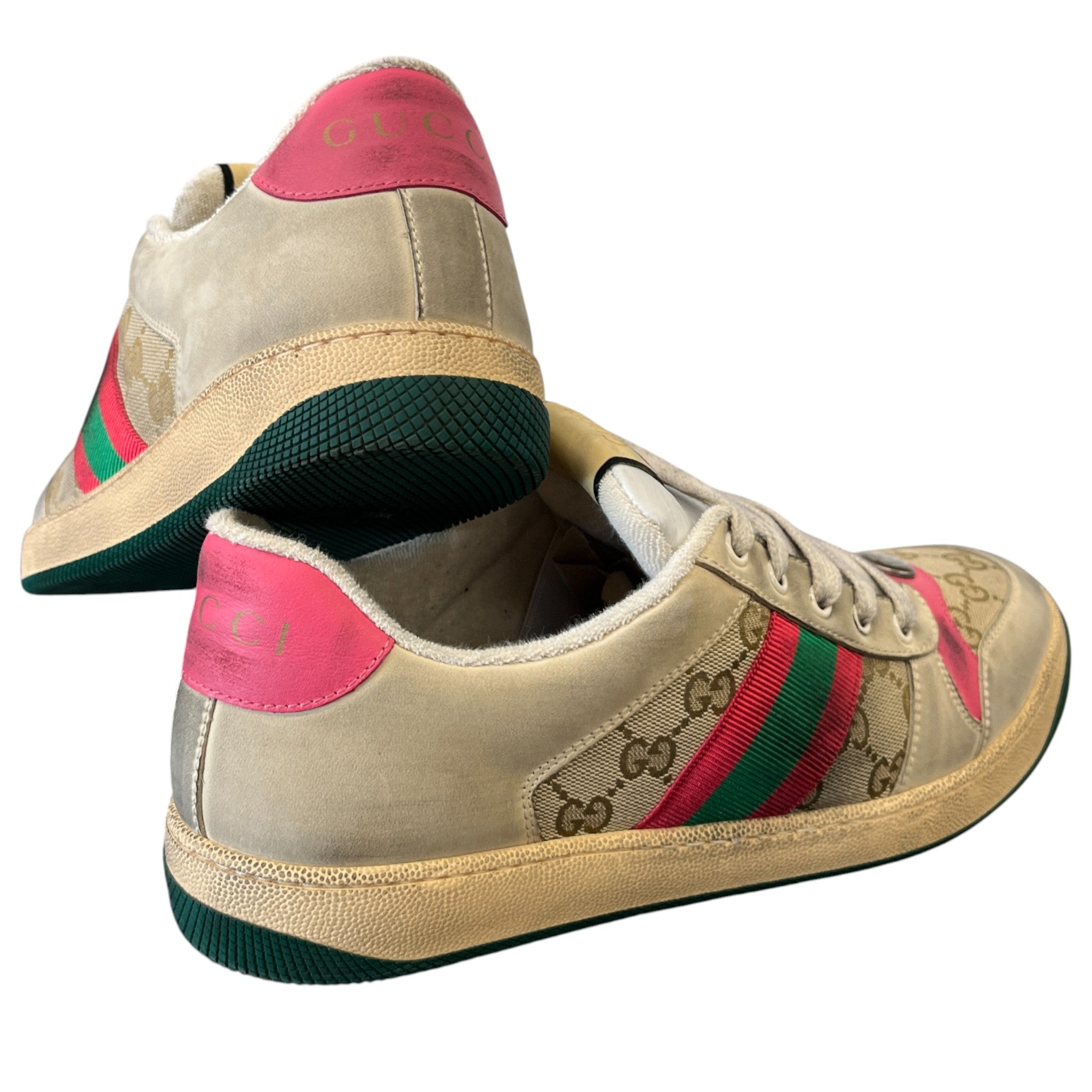 Men's Screener Distressed Low Trainers Beige Size EU 42 / UK 8