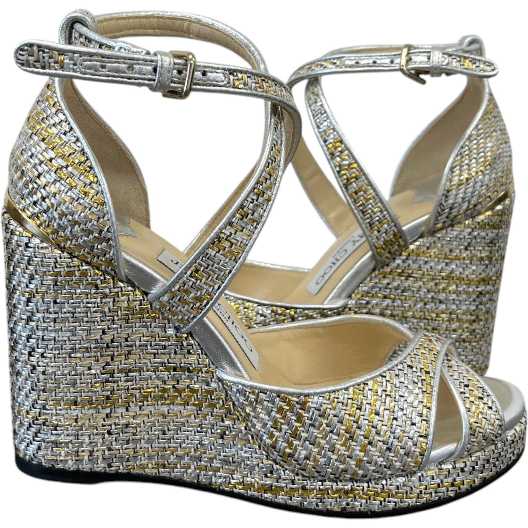 Women's Woven Alanah Wedge Heels Silver Size EU 35.5 / UK 2.5