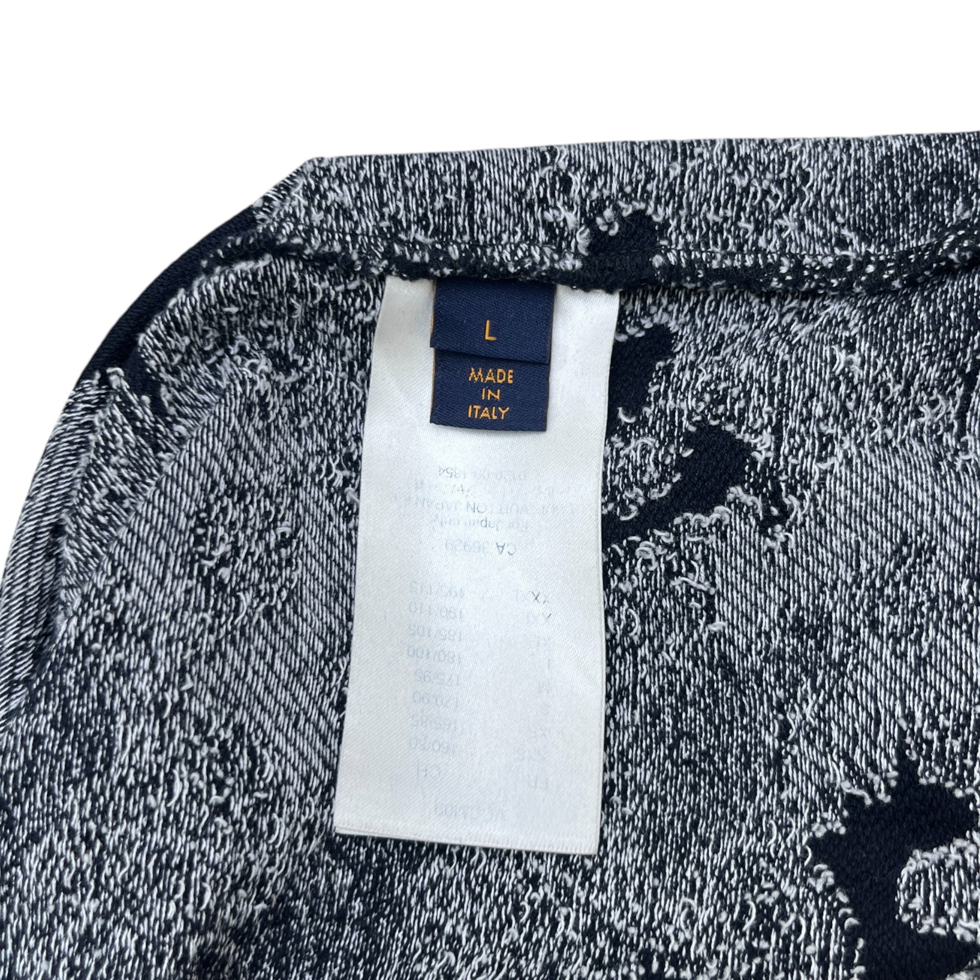 Men's Camouflage Lv Monogram Logo Print T-Shirt Navy Size L