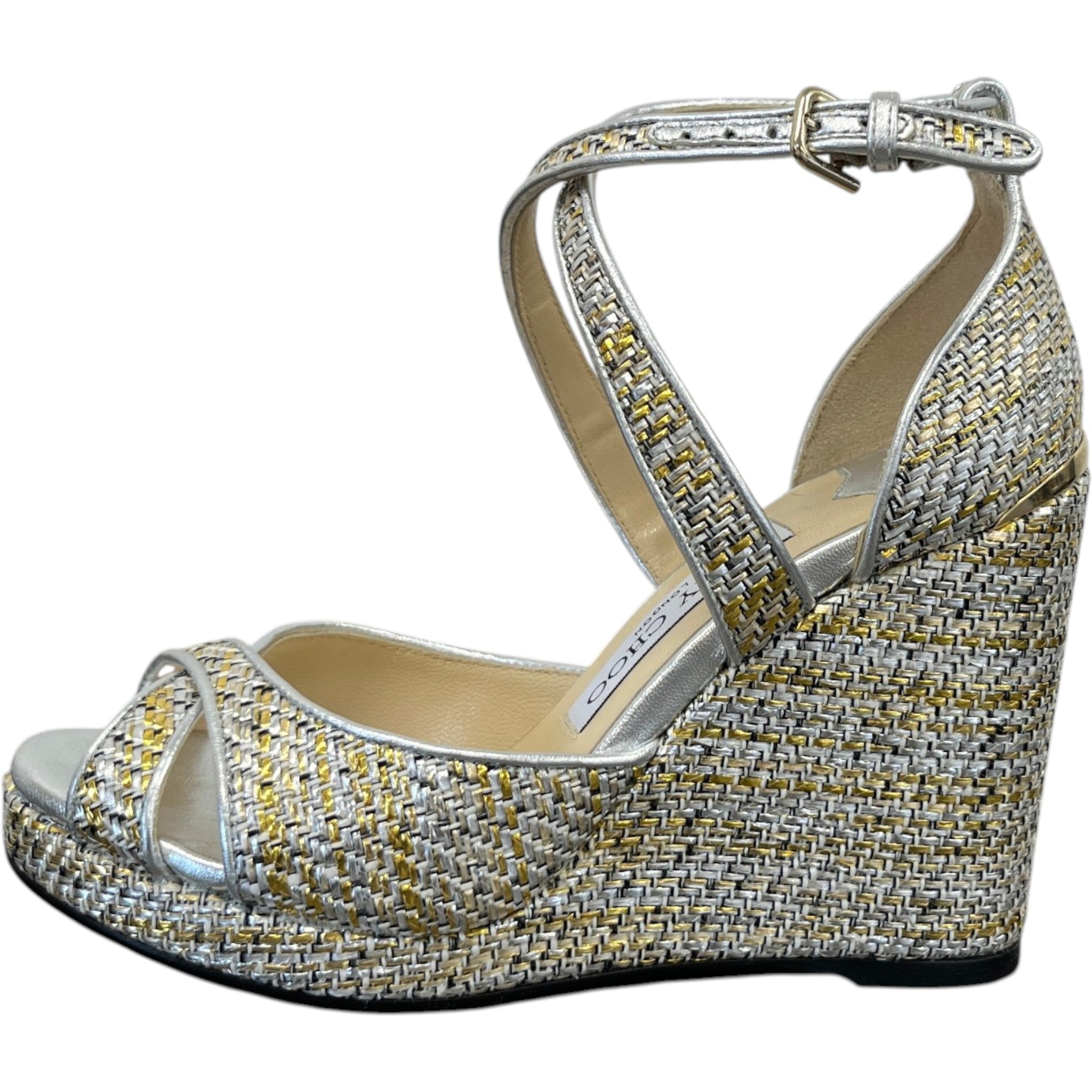 Women's Woven Alanah Wedge Heels Silver Size EU 35.5 / UK 2.5