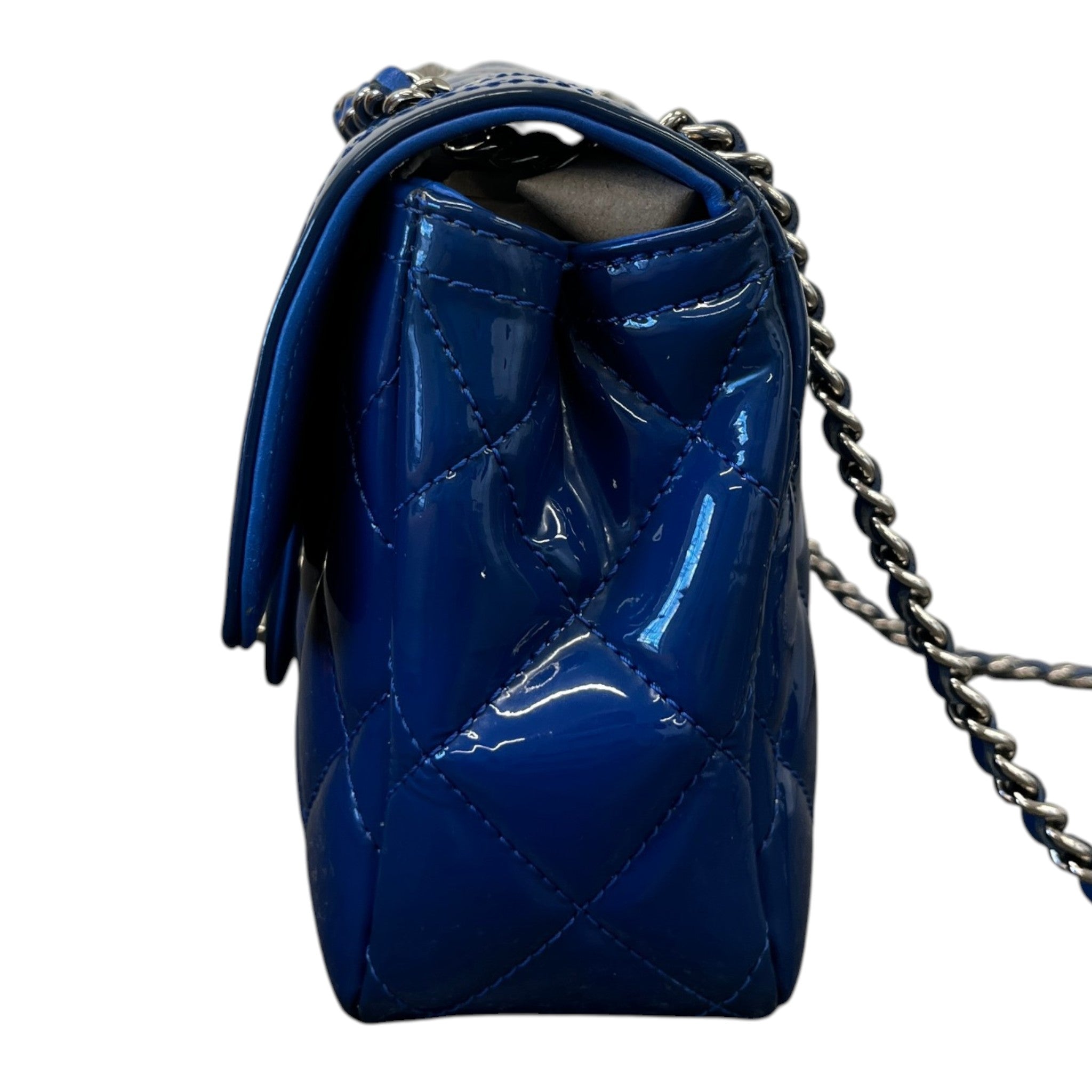 Women's Small Coco Shine Flap Patent Bag Blue