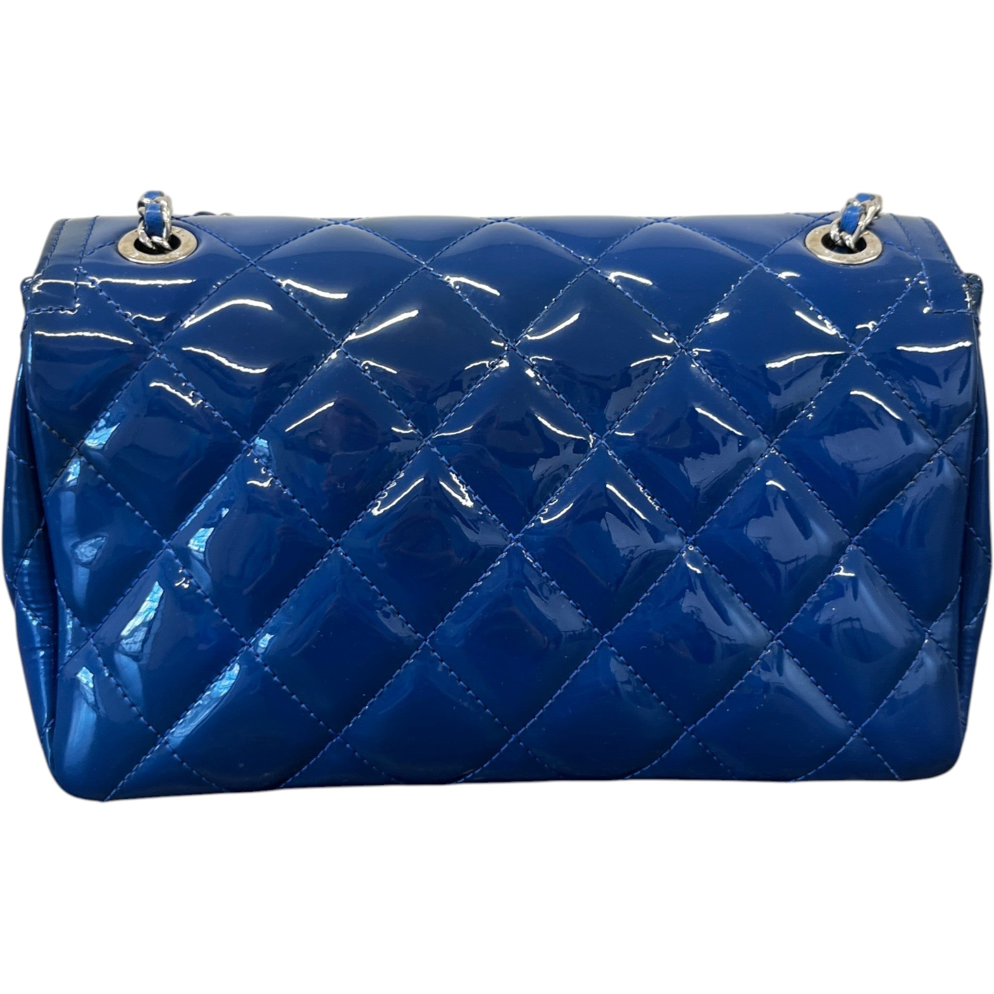 Women's Small Coco Shine Flap Patent Bag Blue