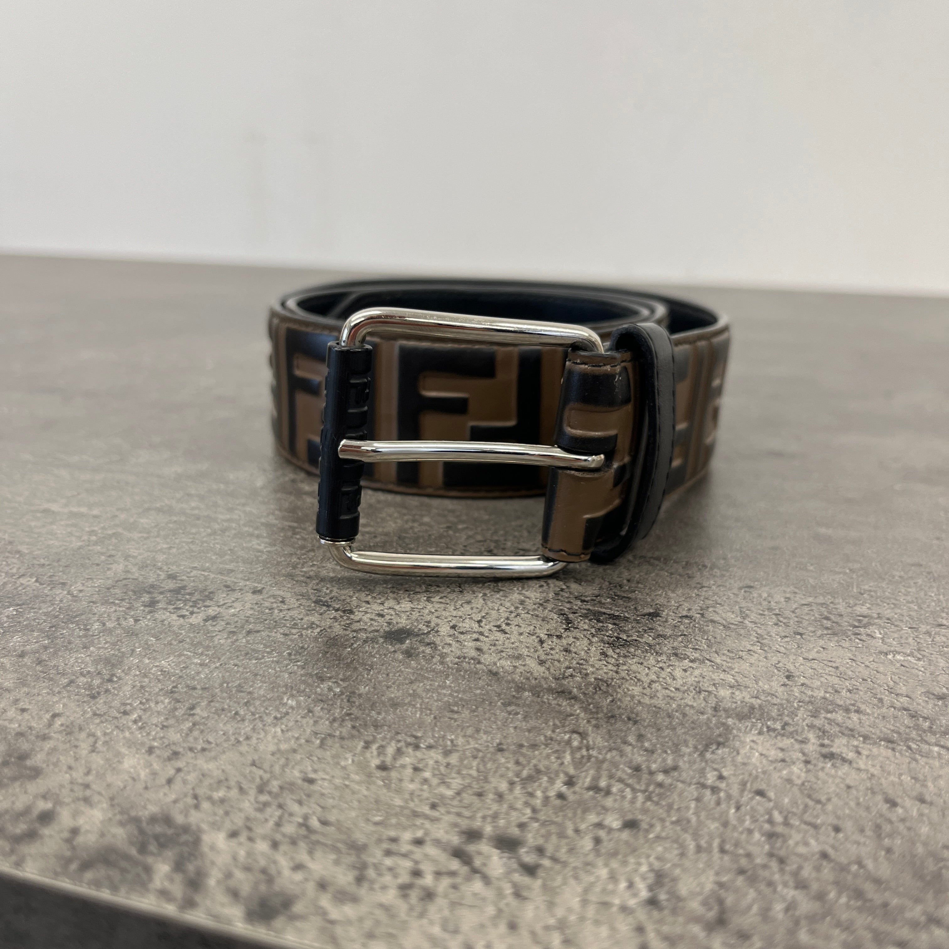 Men's Ff Logo Belt Brown Size Waist 36"