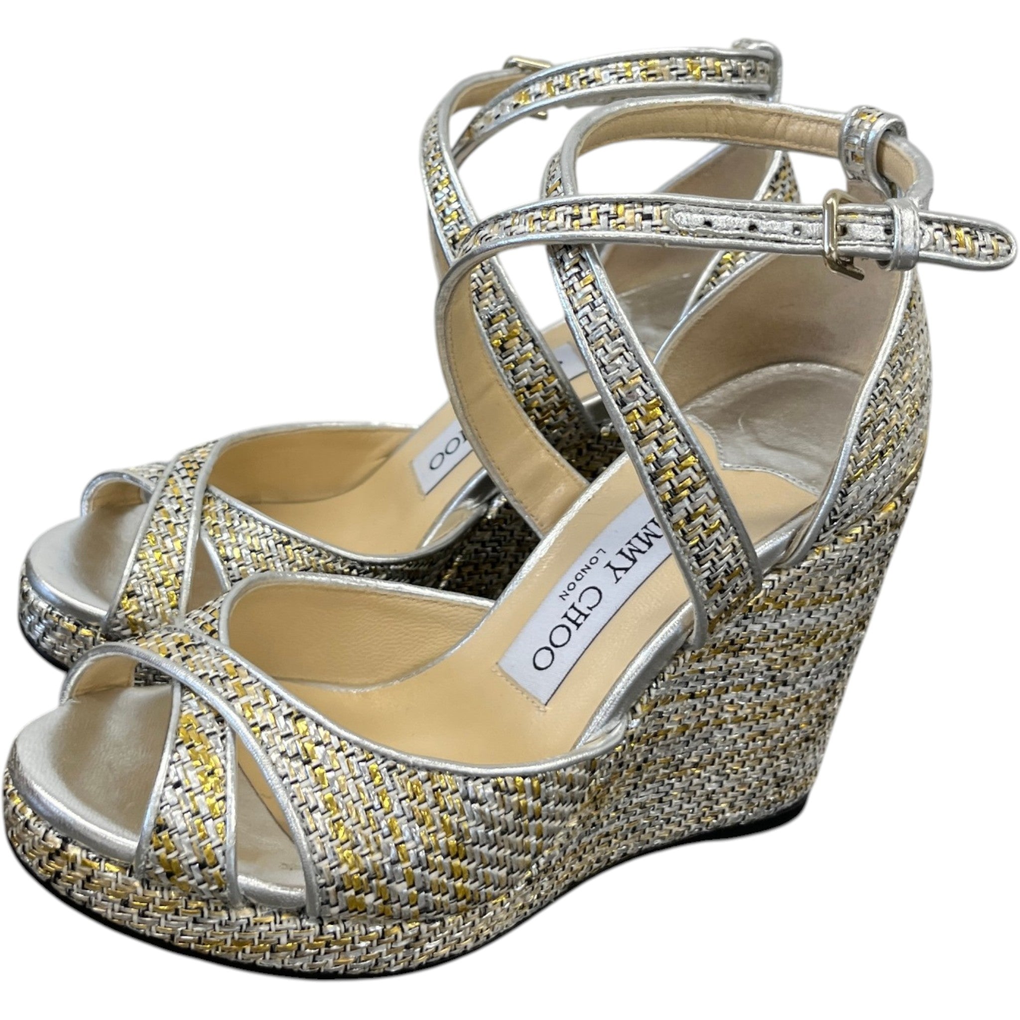 Women's Woven Alanah Wedge Heels Silver Size EU 35.5 / UK 2.5