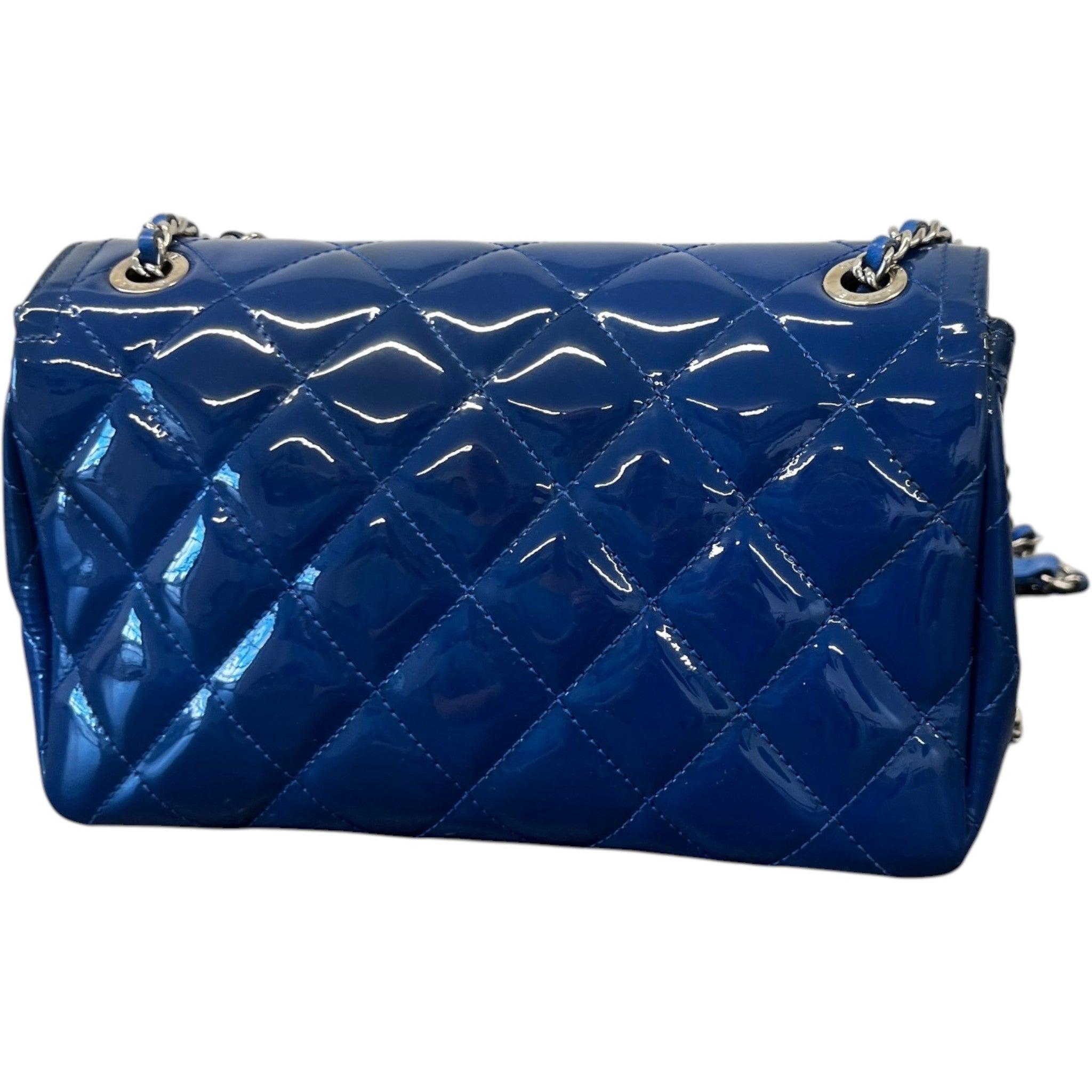Women's Small Coco Shine Flap Patent Bag Blue
