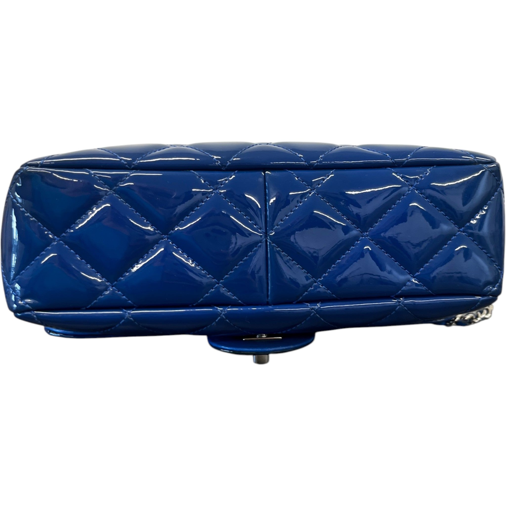 Women's Small Coco Shine Flap Patent Bag Blue
