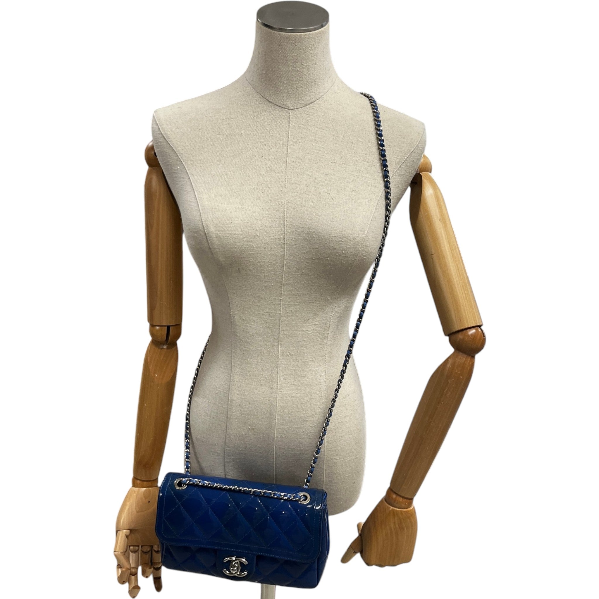 Women's Small Coco Shine Flap Patent Bag Blue