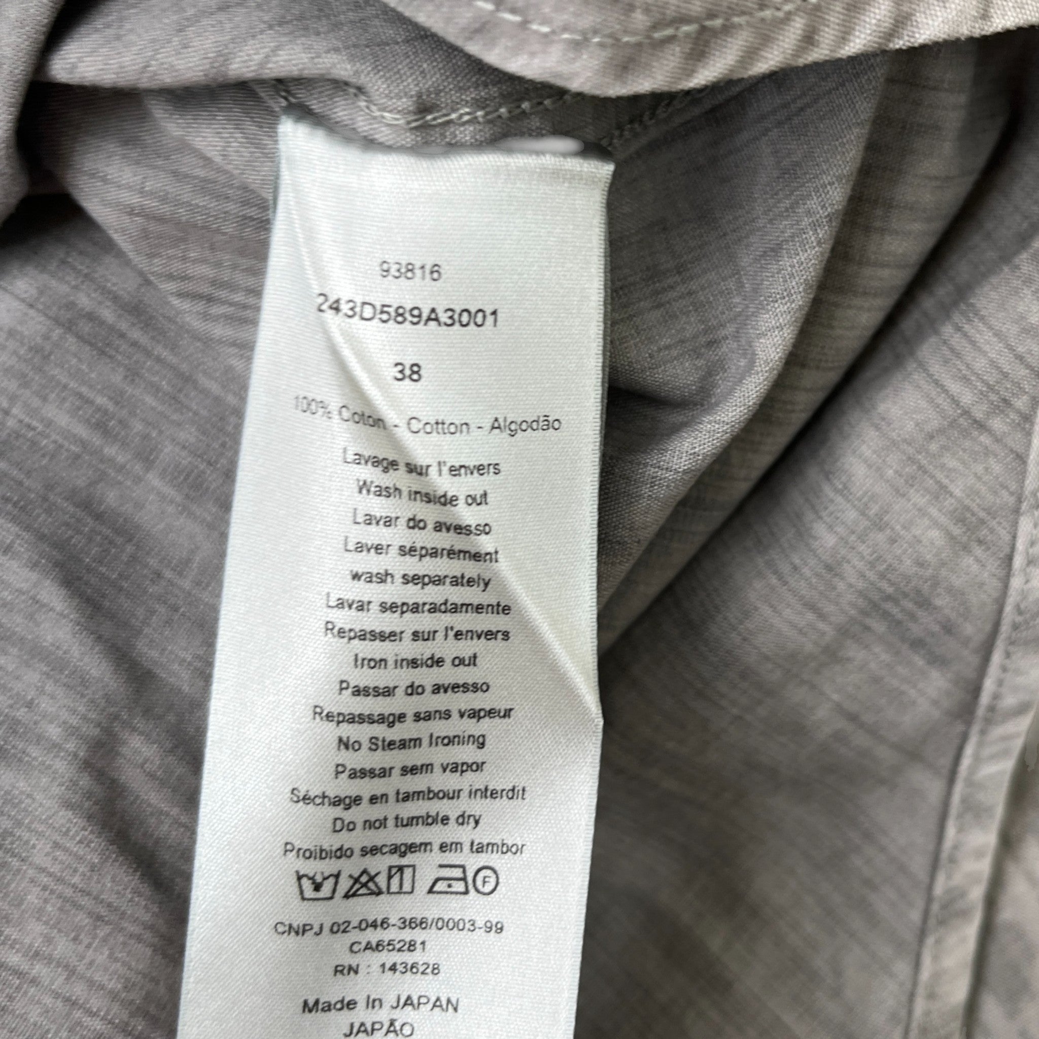 Men's Oblique Size 38 / S OverShirt Grey Size S