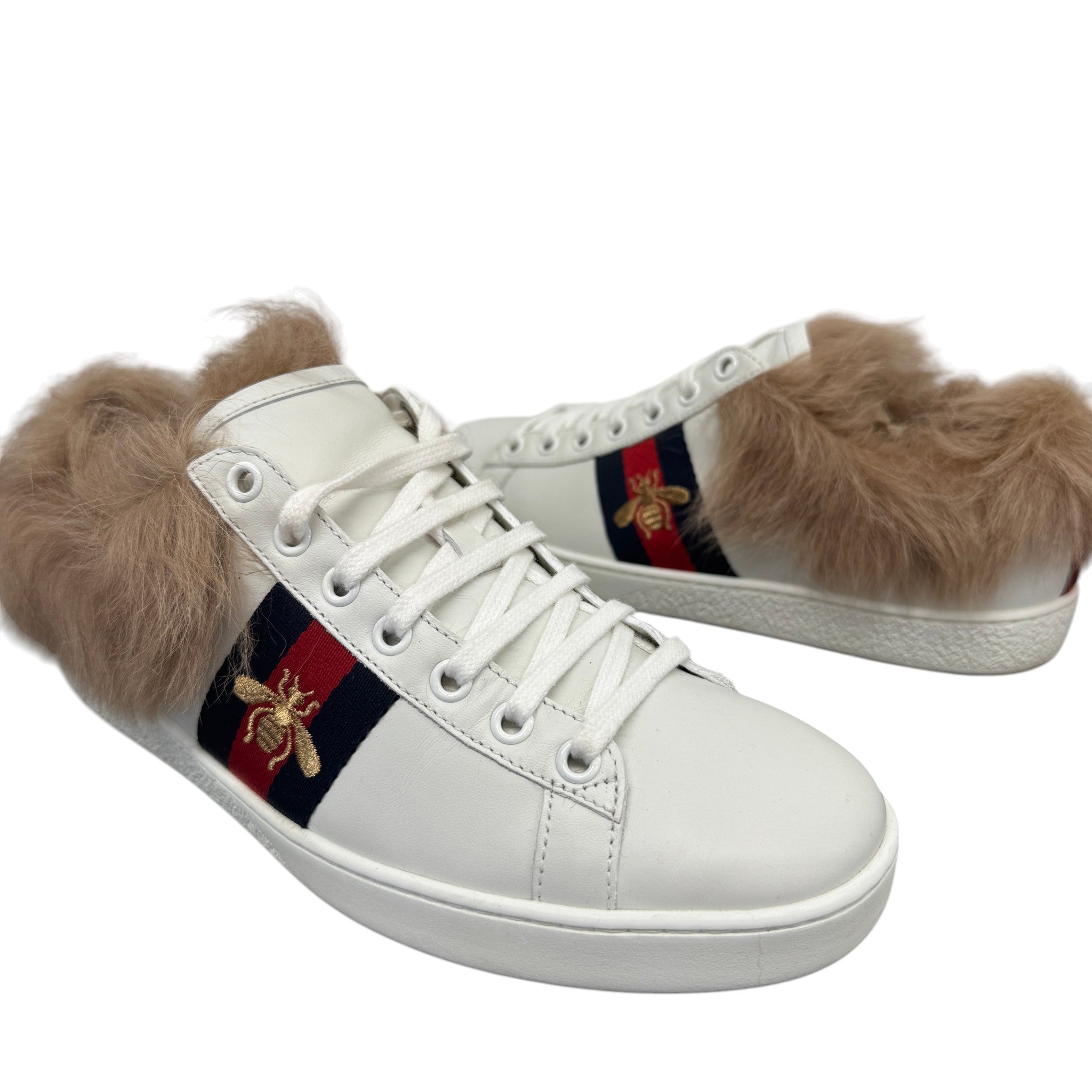 Women's Ace Fur Low Trainers White Size EU 37 / UK 4
