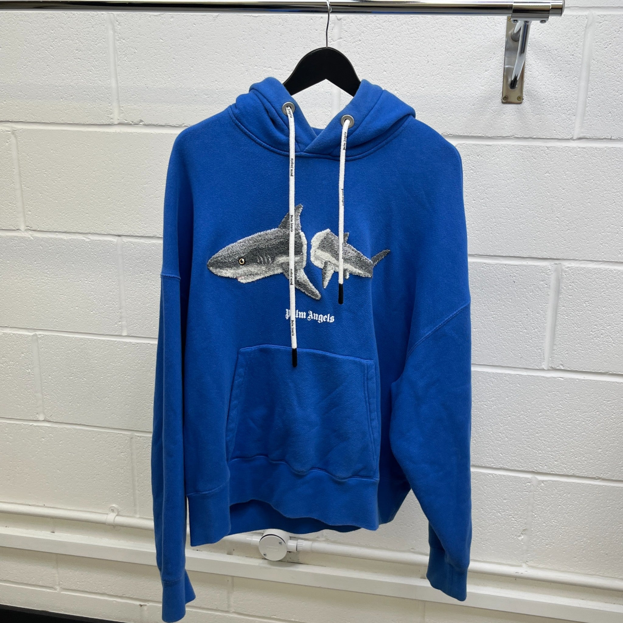 Men's Shark Logo Hoodie Blue Size M