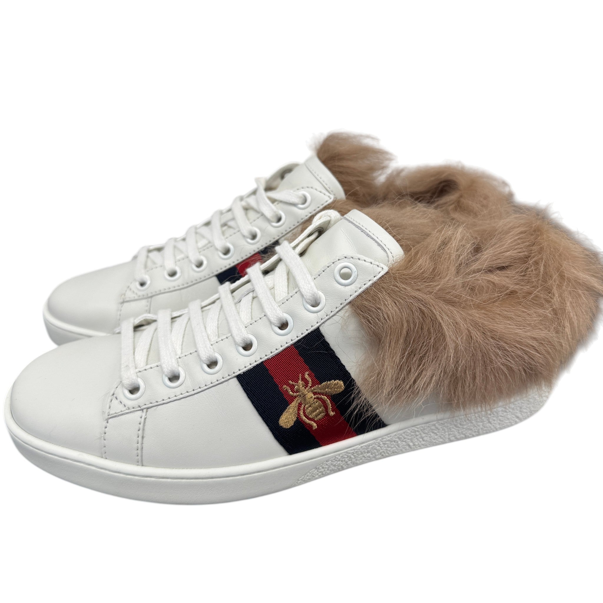 Women's Ace Fur Low Trainers White Size EU 37 / UK 4