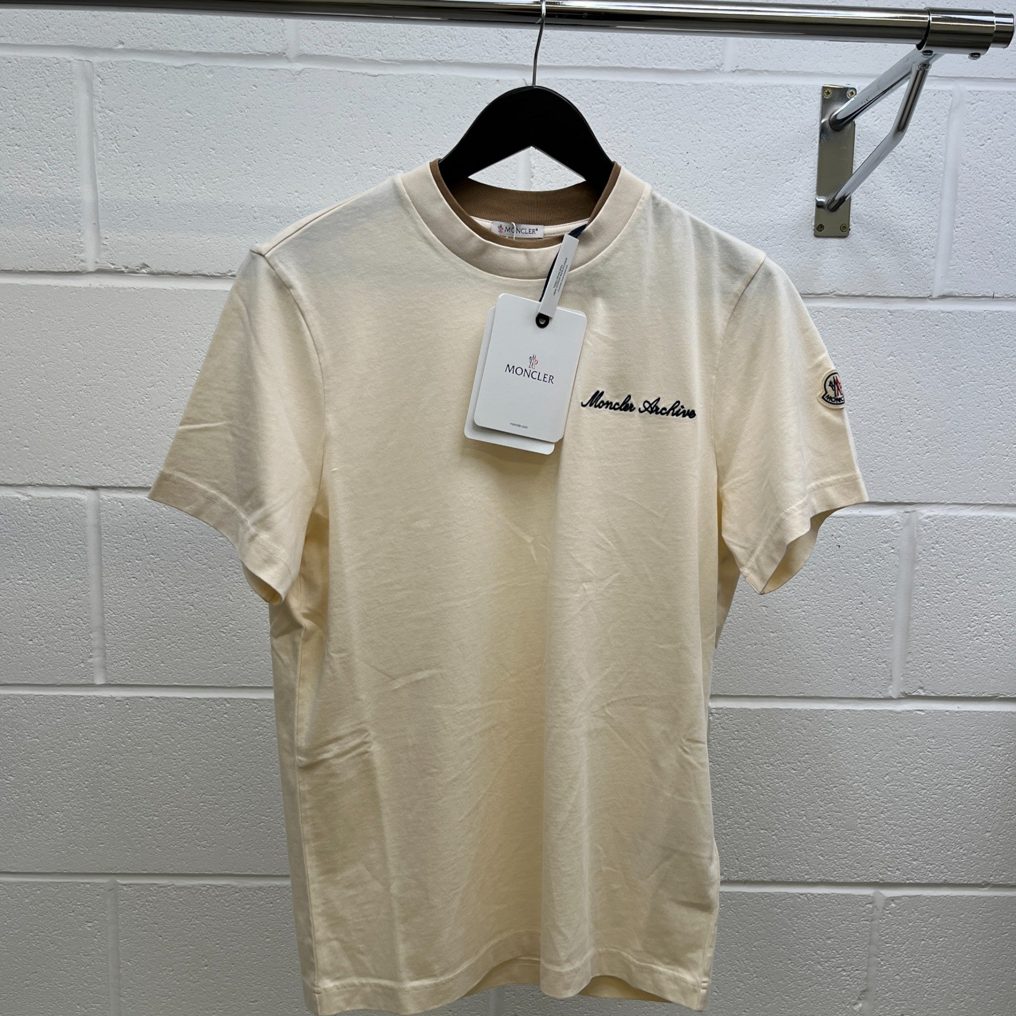 Men's Ss Logo T-Shirt Cream Size S