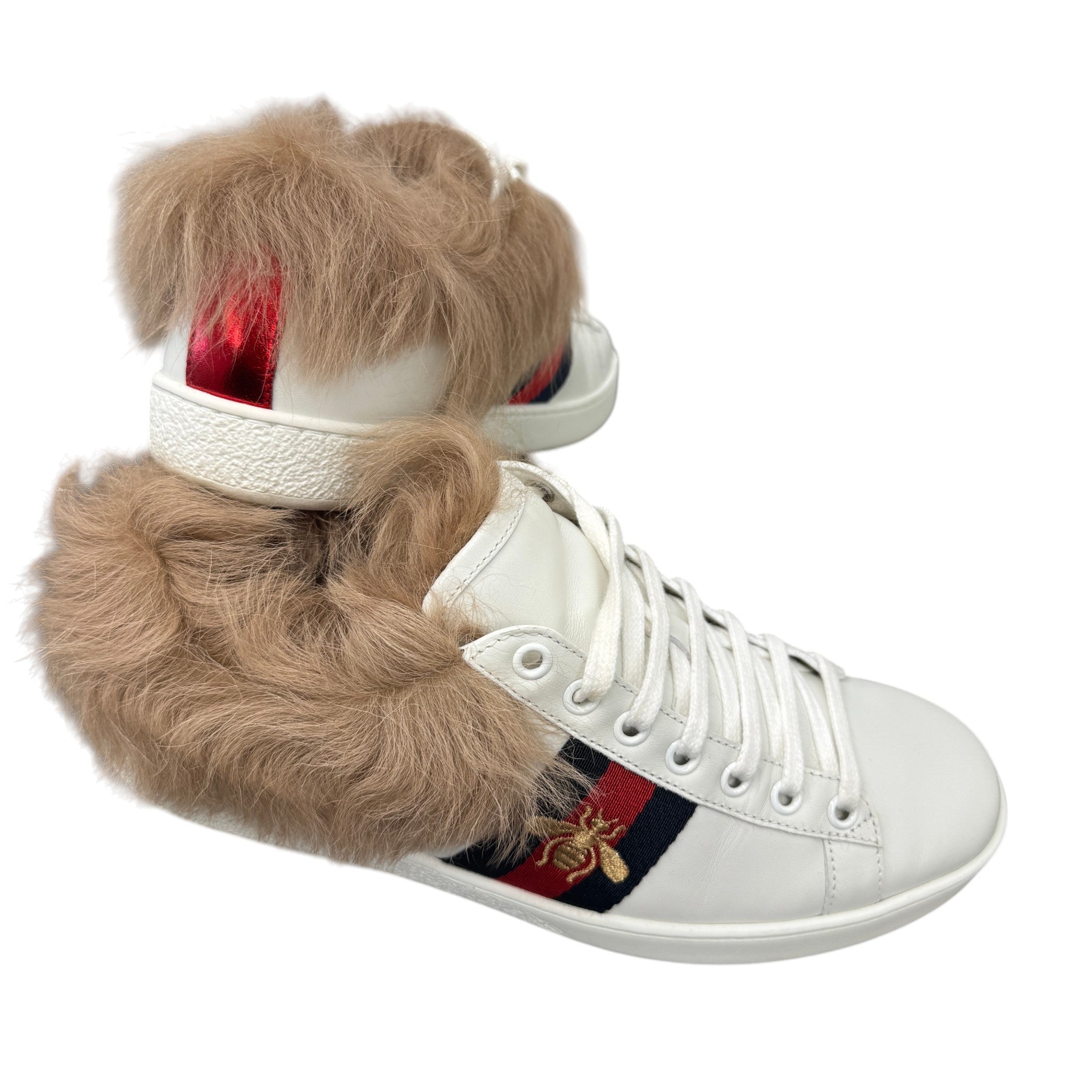 Women's Ace Fur Low Trainers White Size EU 37 / UK 4