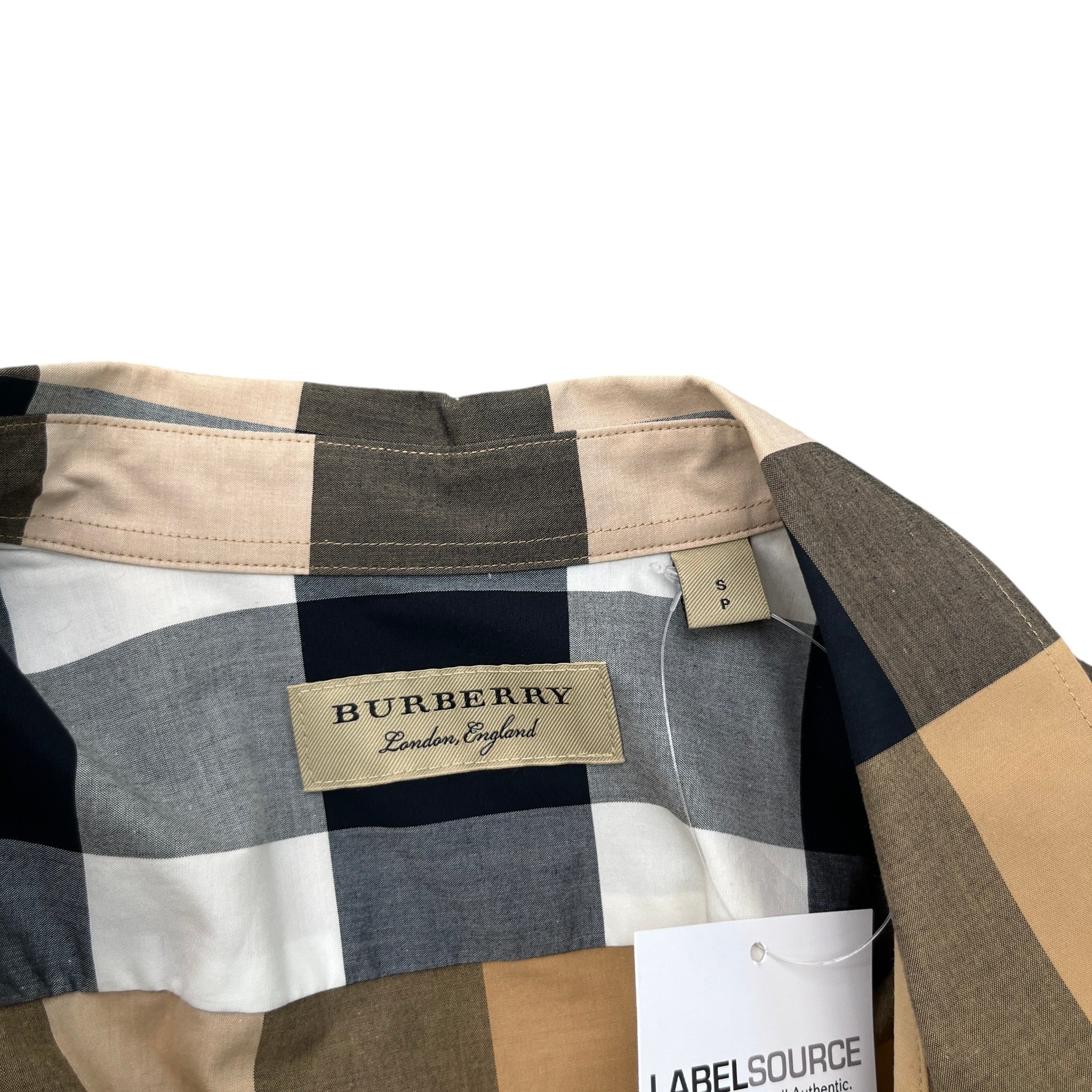 Men's Nova Check Short Sleeve Shirt Beige Size S