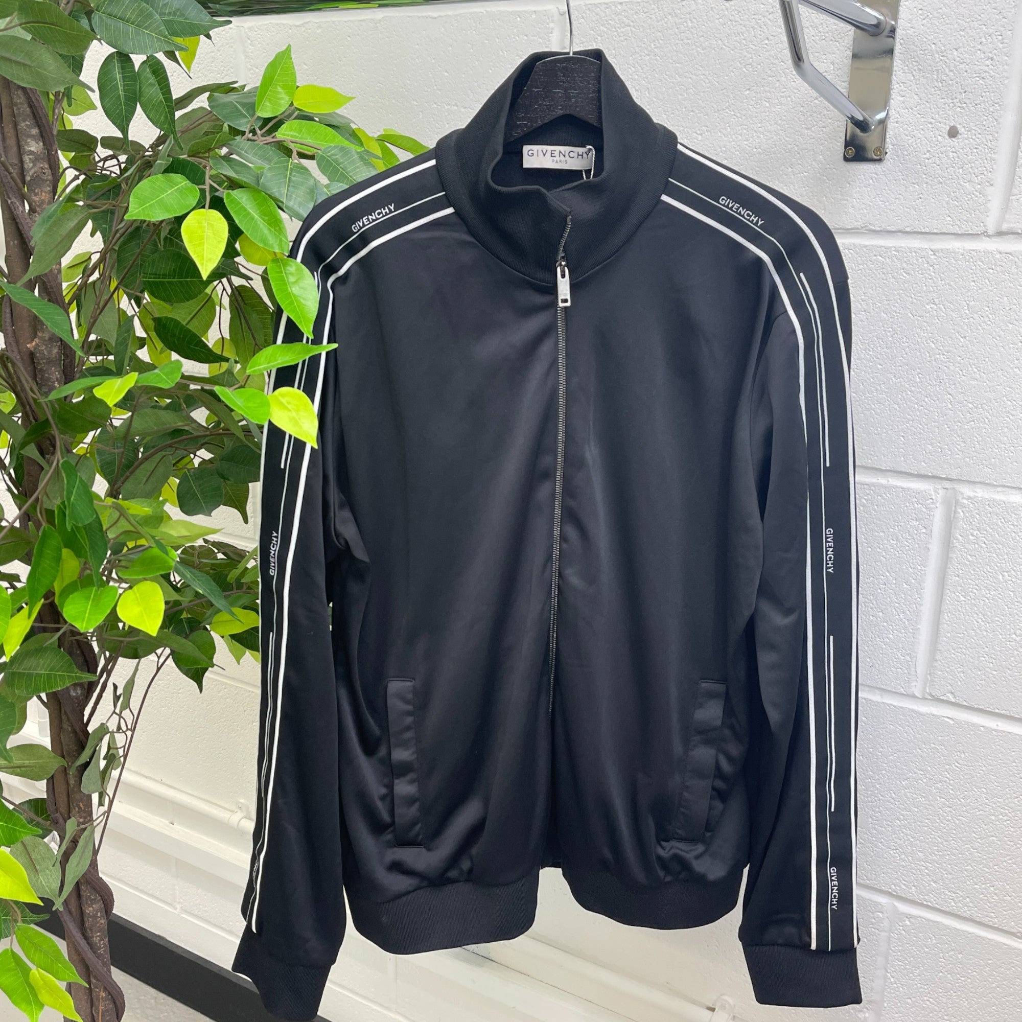 Men's Tape Logo Track Jacket Black Size XXL