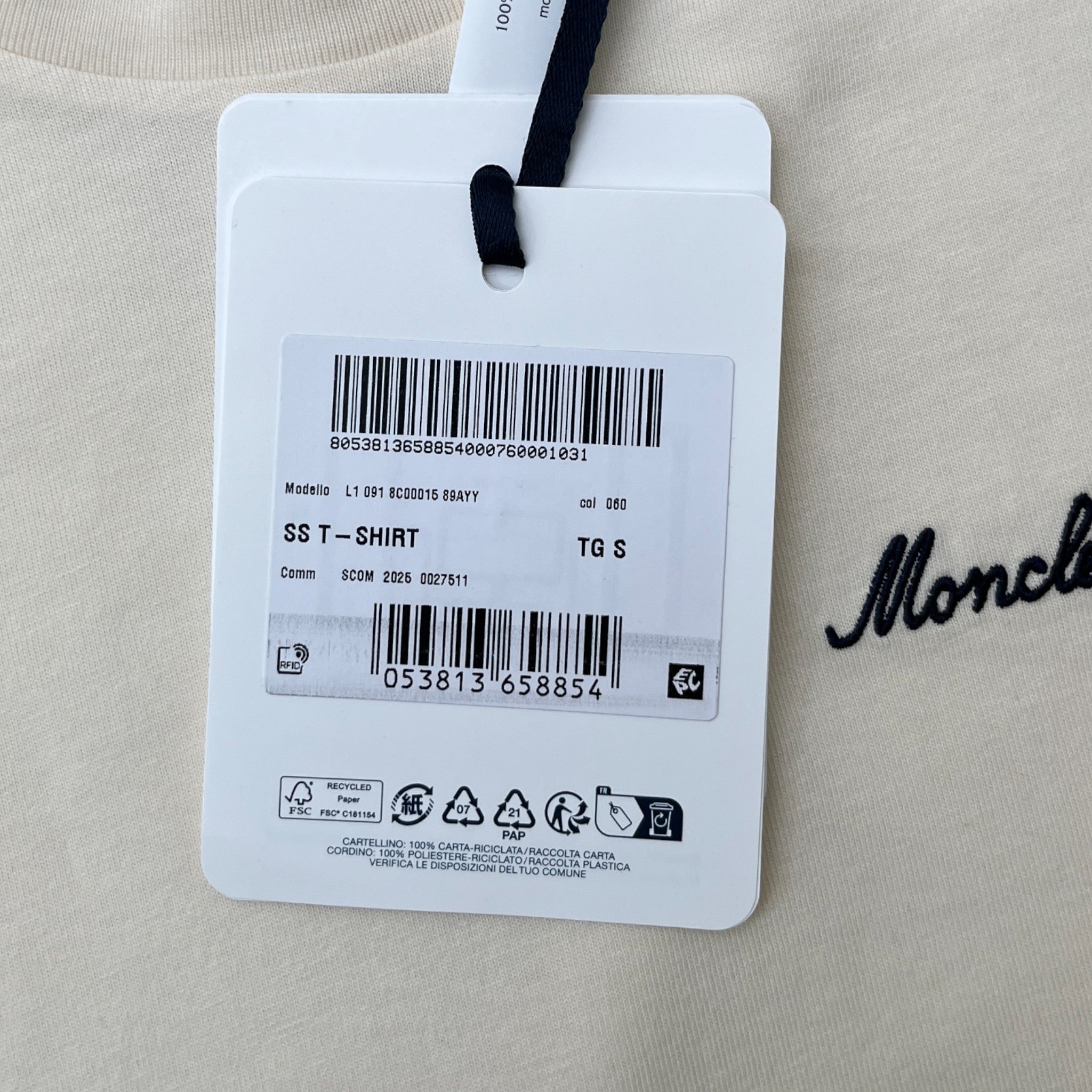 Men's Ss Logo T-Shirt Cream Size S