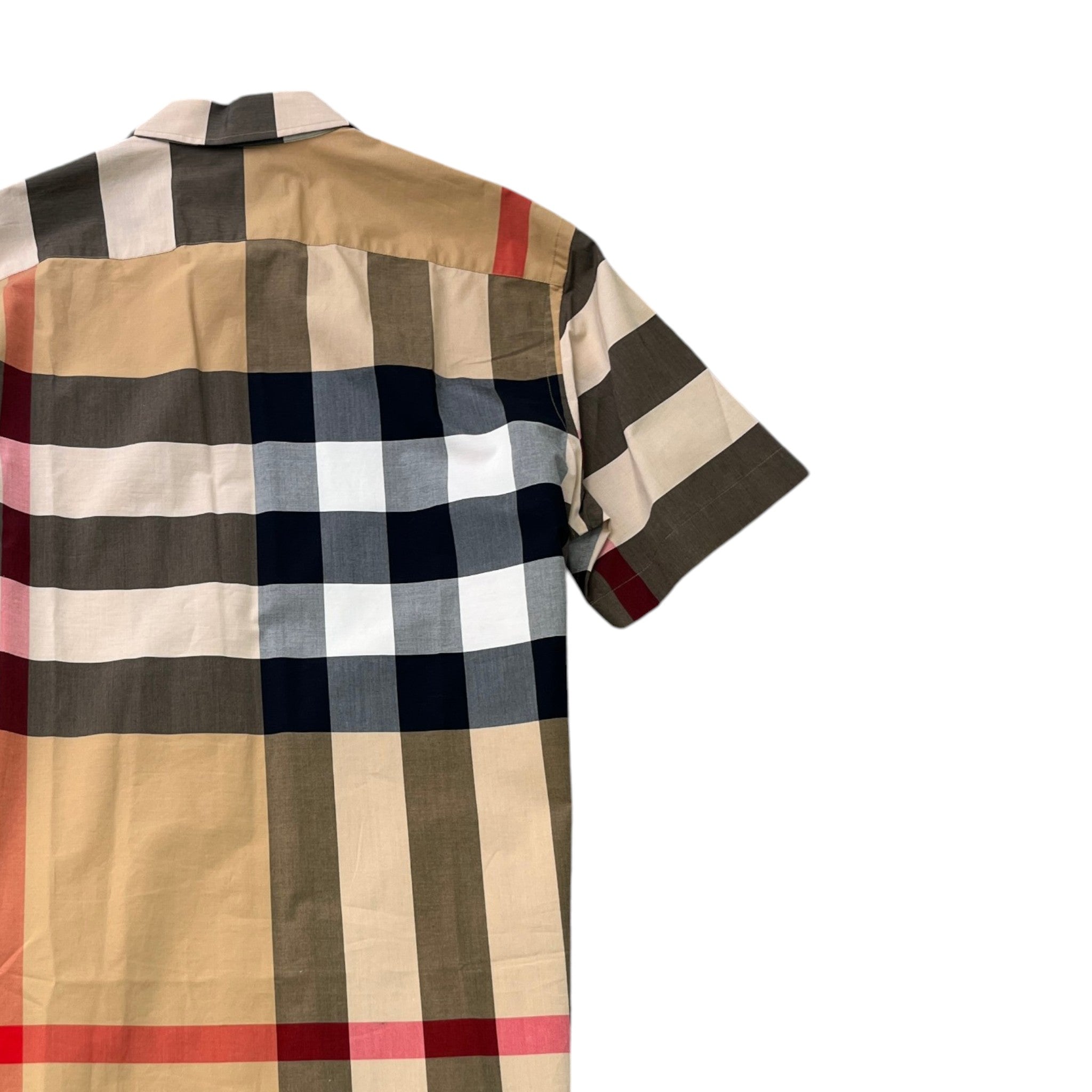 Men's Nova Check Short Sleeve Shirt Beige Size S