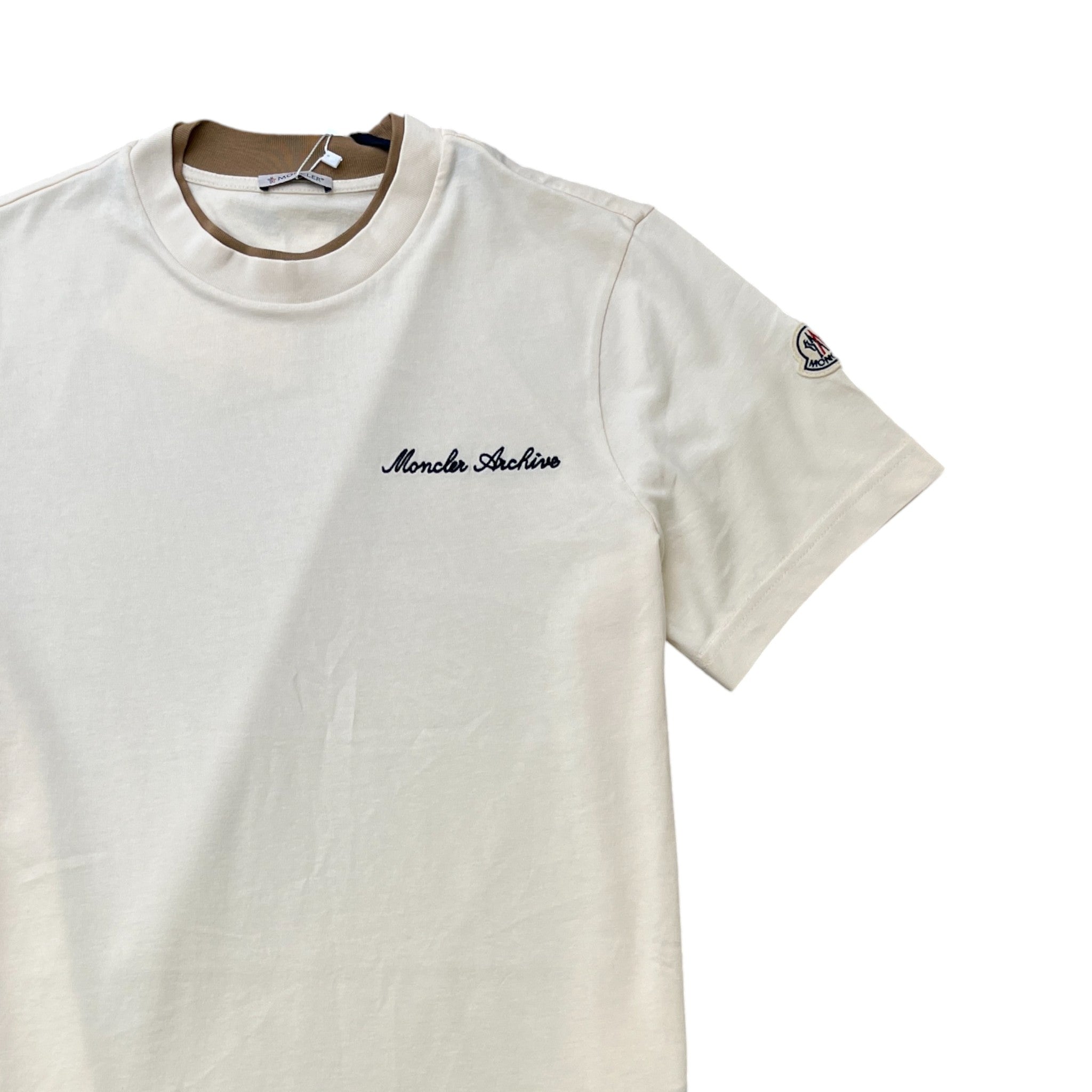 Men's Ss Logo T-Shirt Cream Size M