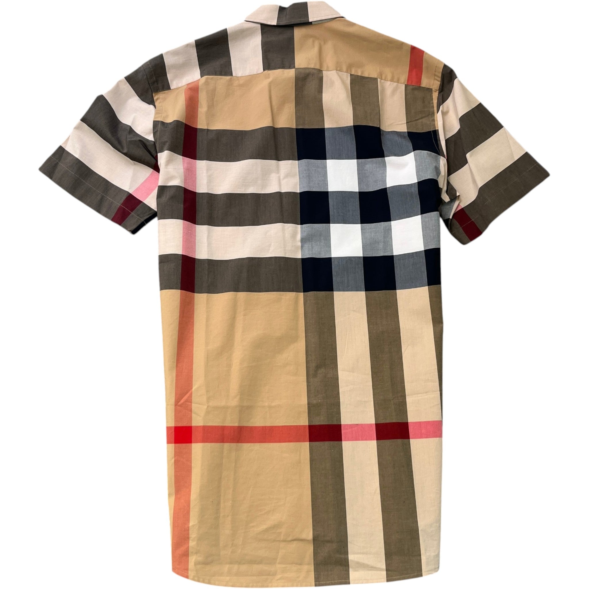 Men's Nova Check Short Sleeve Shirt Beige Size S