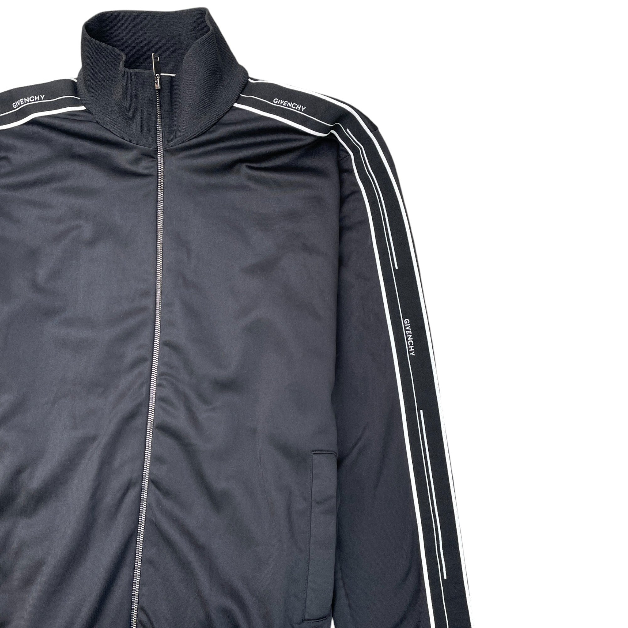 Men's Tape Logo Track Jacket Black Size XXL