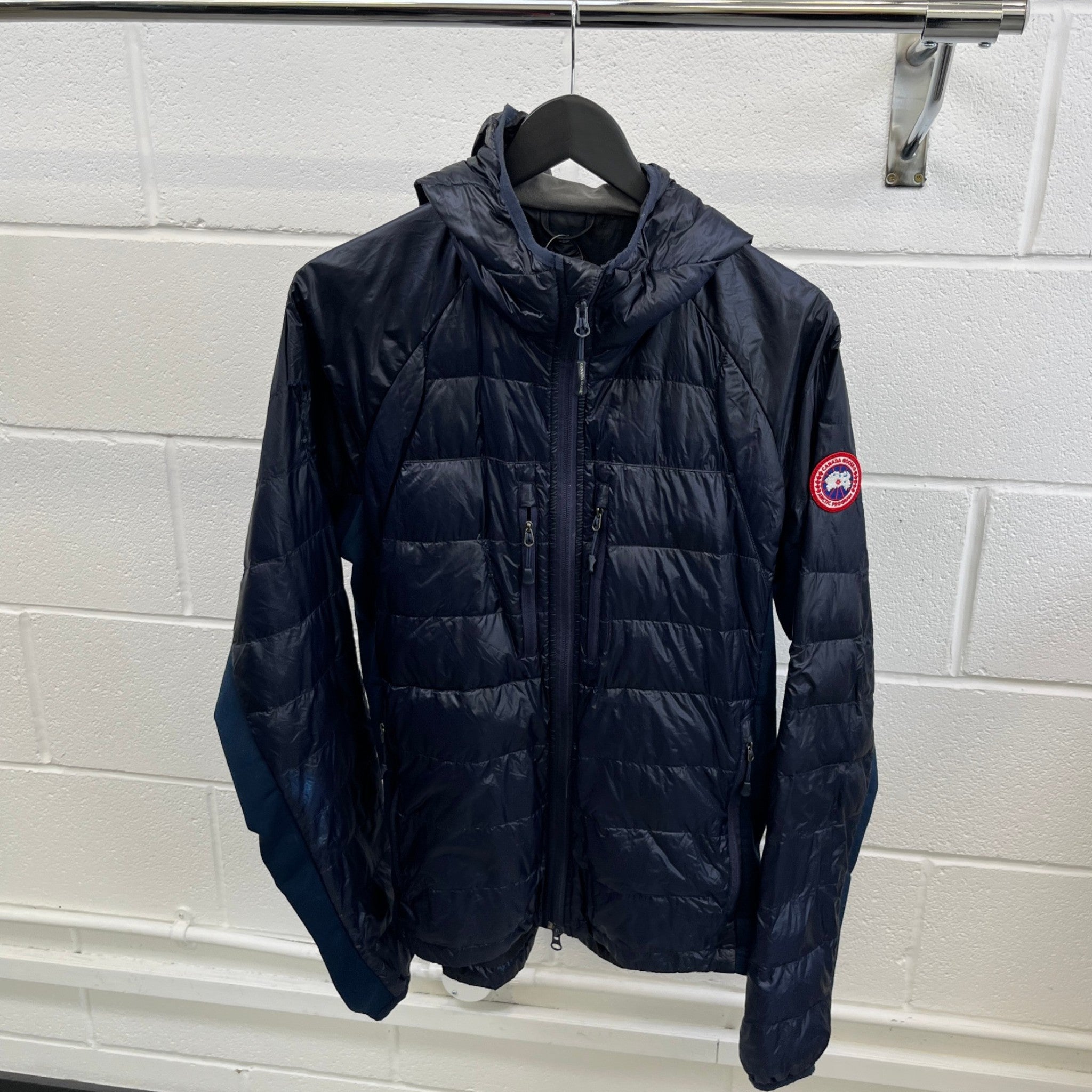 Men's Hybridge Lite Hoody Down Jacket Navy Size L