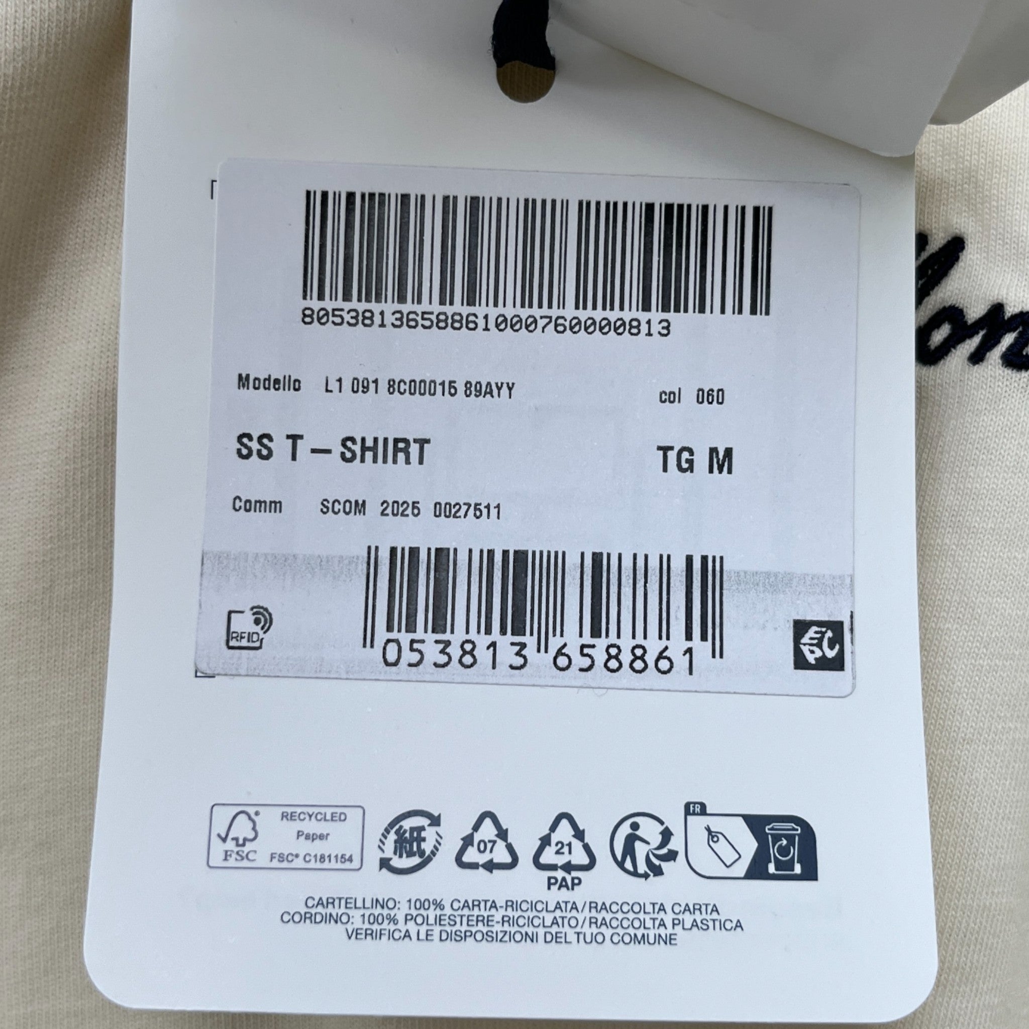 Men's Ss Logo T-Shirt Cream Size M