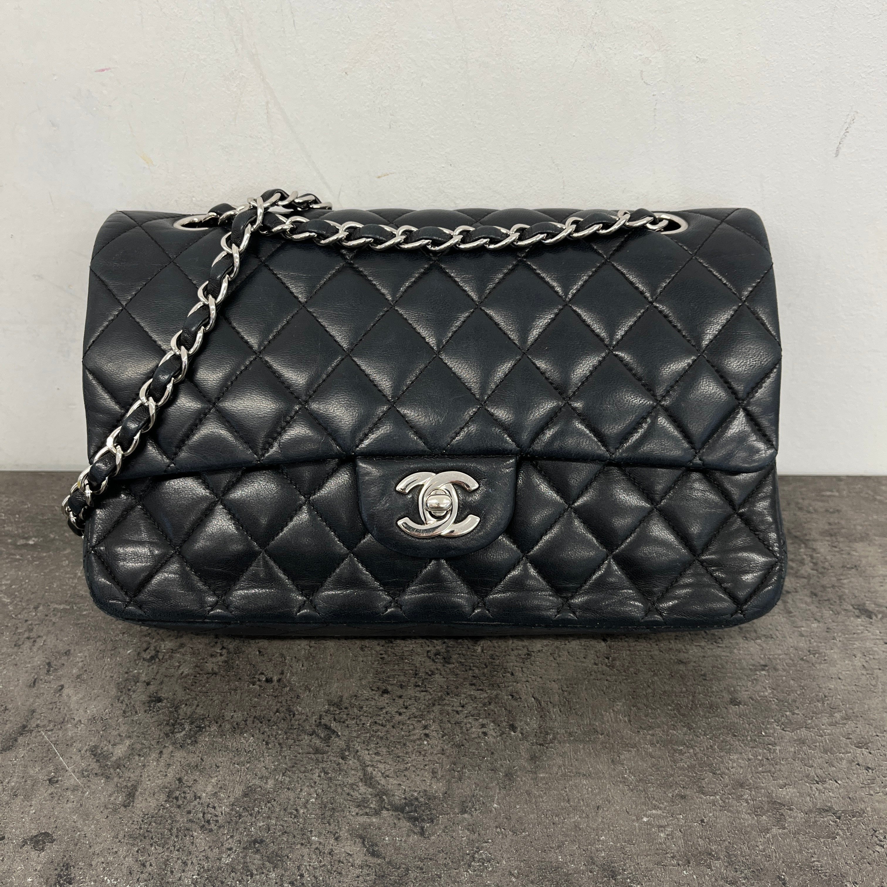 Women's Classic Double Flap Lambskin Bag Black