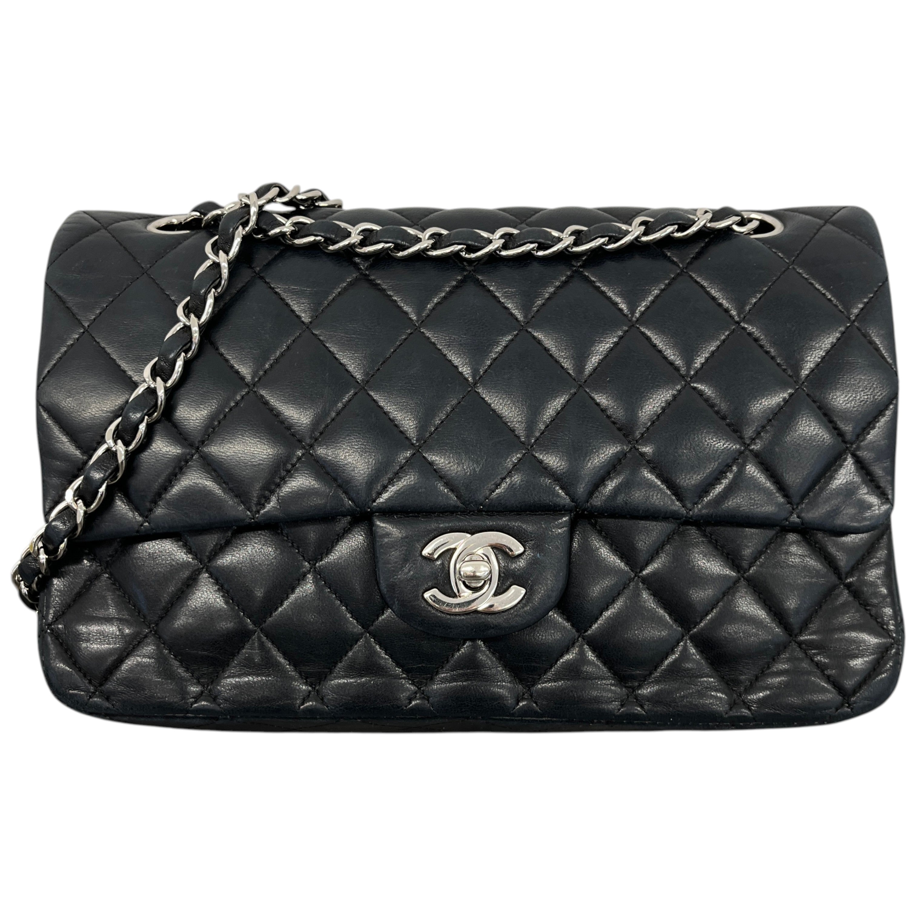 Women's Classic Double Flap Lambskin Bag Black